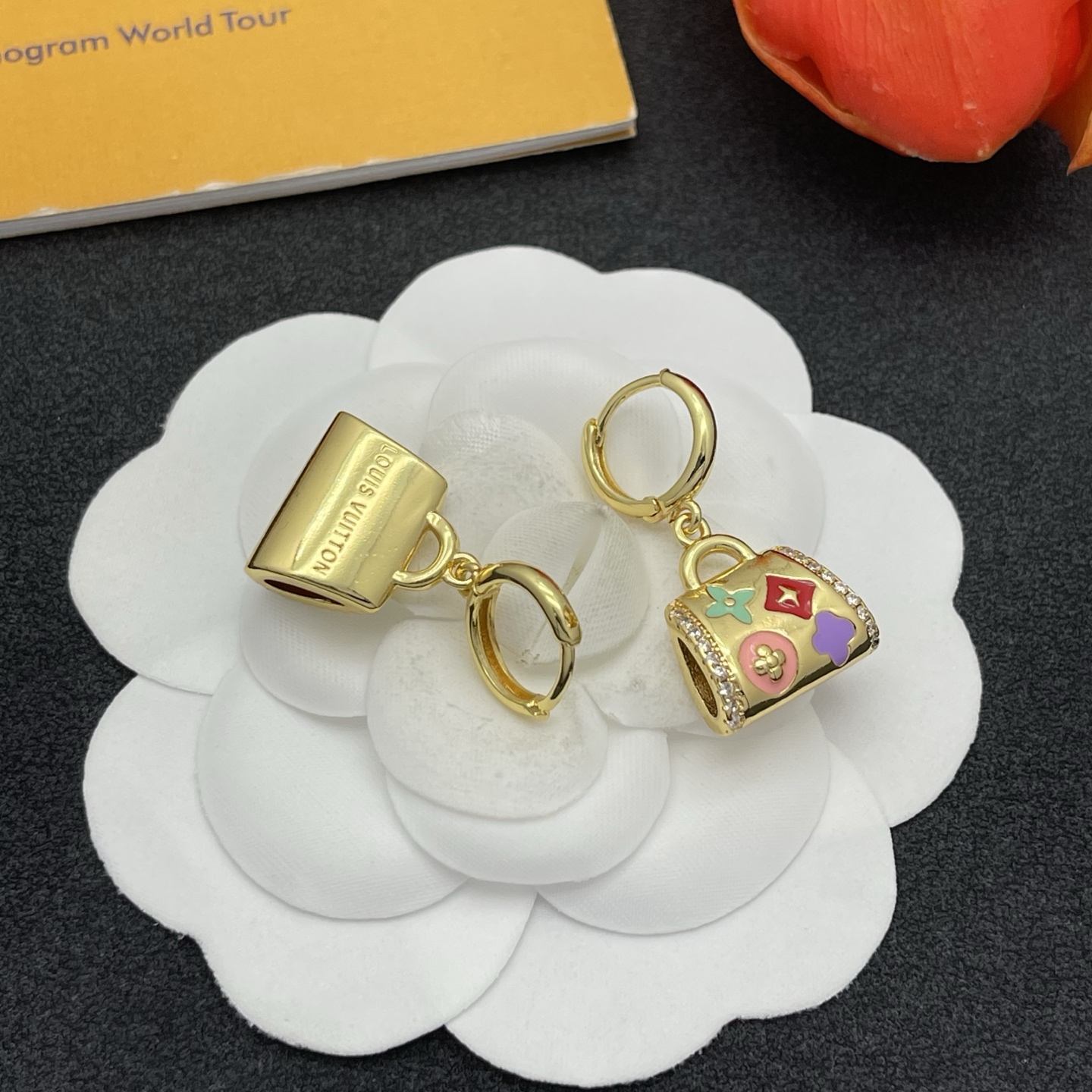 LV彩色手袋耳環 A貨精品琺瑯立體造型｜歐美奢侈品精品推薦