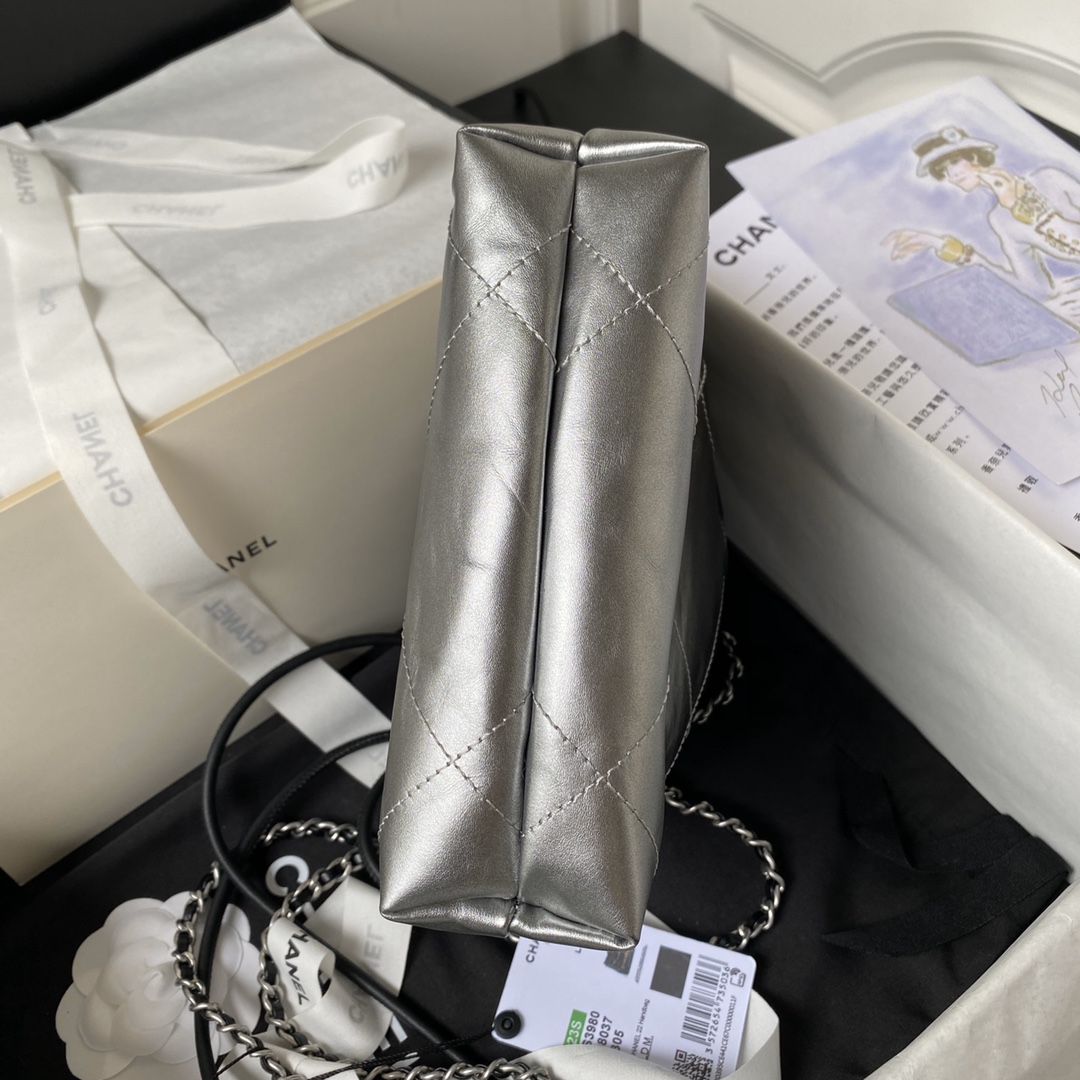 CHANEL 高仿銀黑漸層束口包 女士鏈條肩背款 個性時尚亮面設計｜歐美奢侈品精品推薦