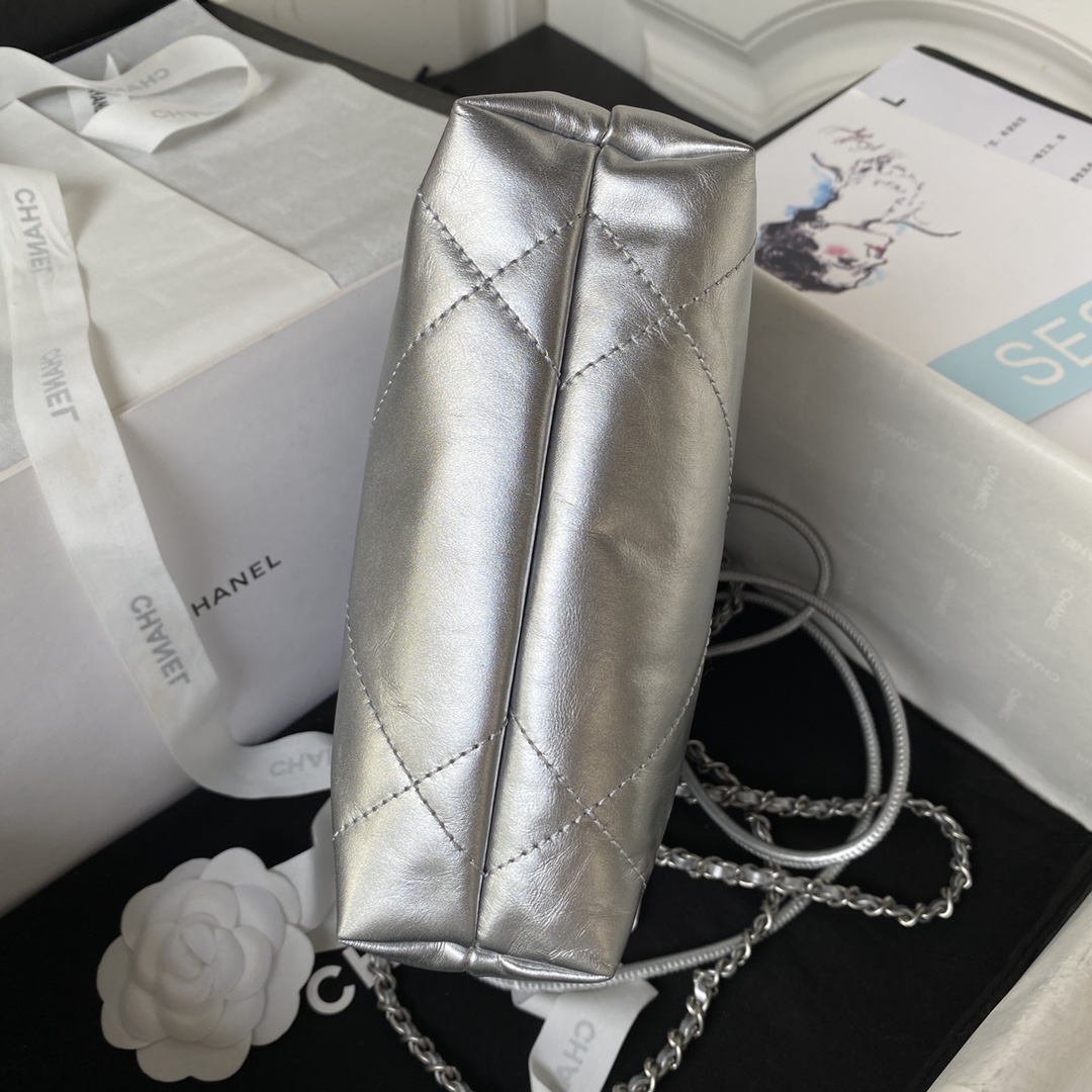 CHANEL 一比一亮銀束口包 女士金屬光澤鏈條款 時尚聚會亮眼單品｜歐美奢侈品精品推薦