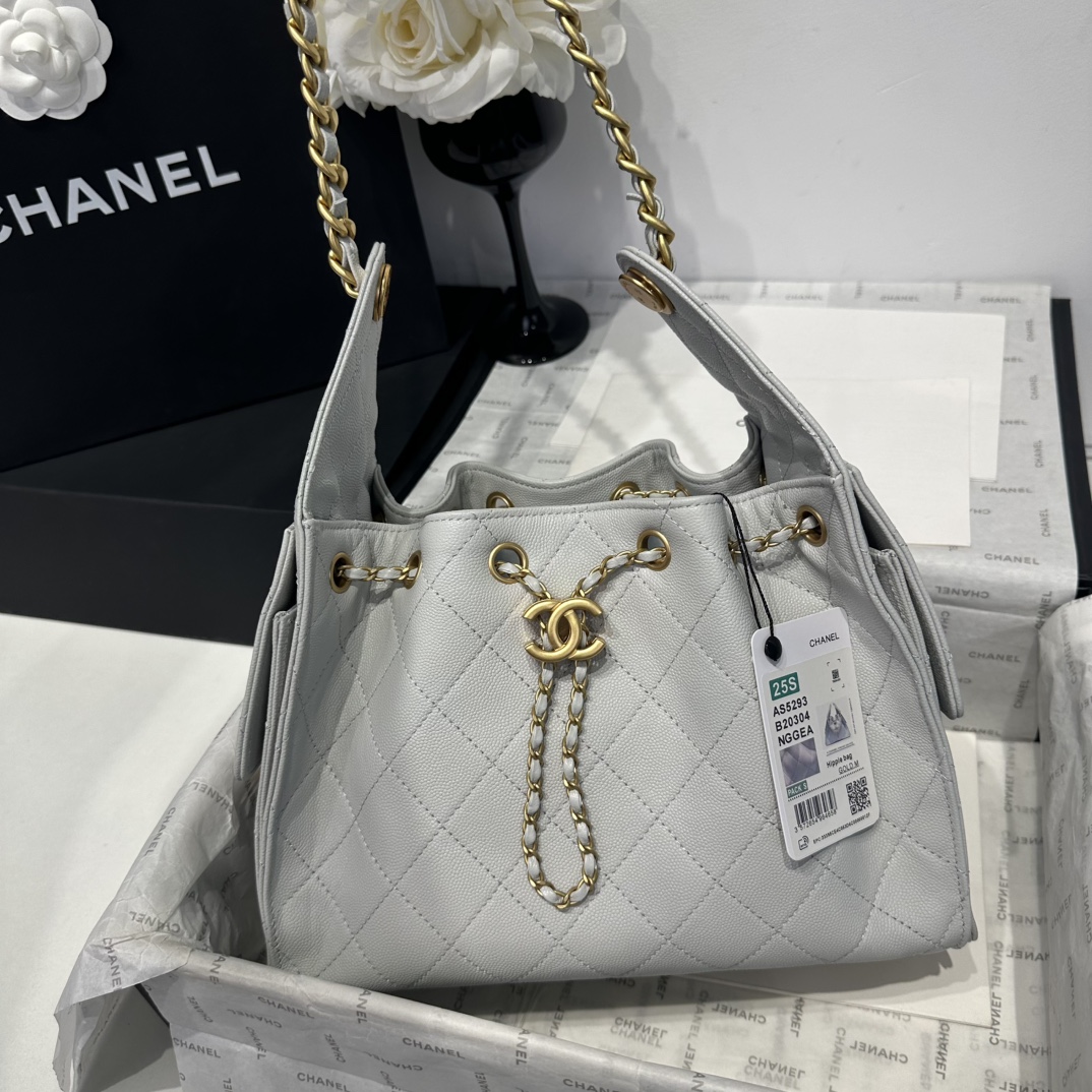 Chanel 高仿女款水桶包 白色經典菱格鏈條設計｜歐美奢侈品精品推薦
