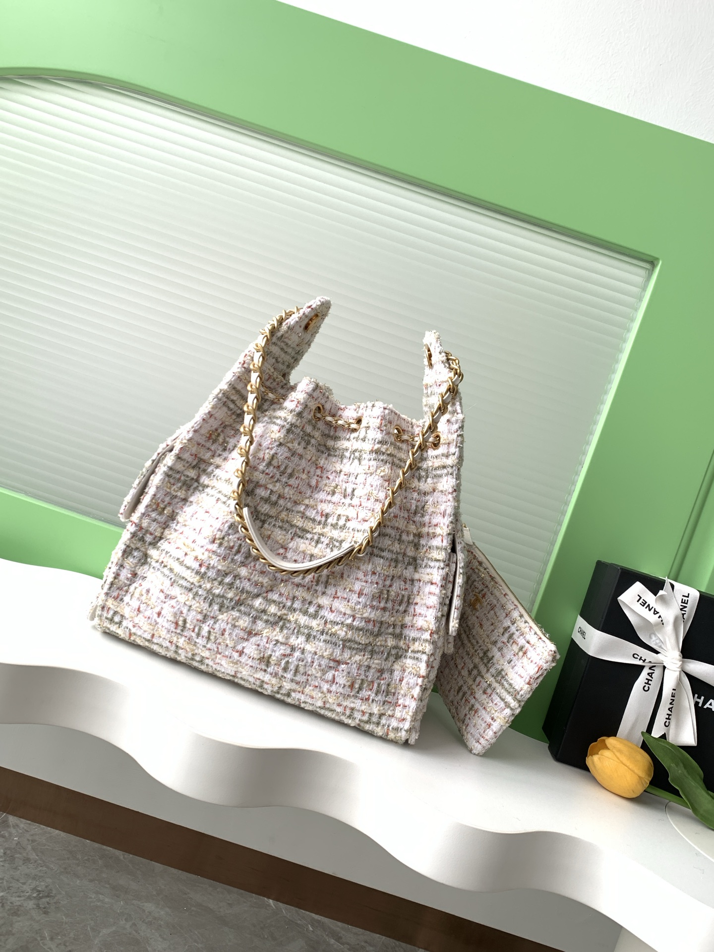 Chanel 原單白色編織束口托特包 女士鏈條肩背包 氣質溫柔2025新品｜歐美奢侈品精品推薦