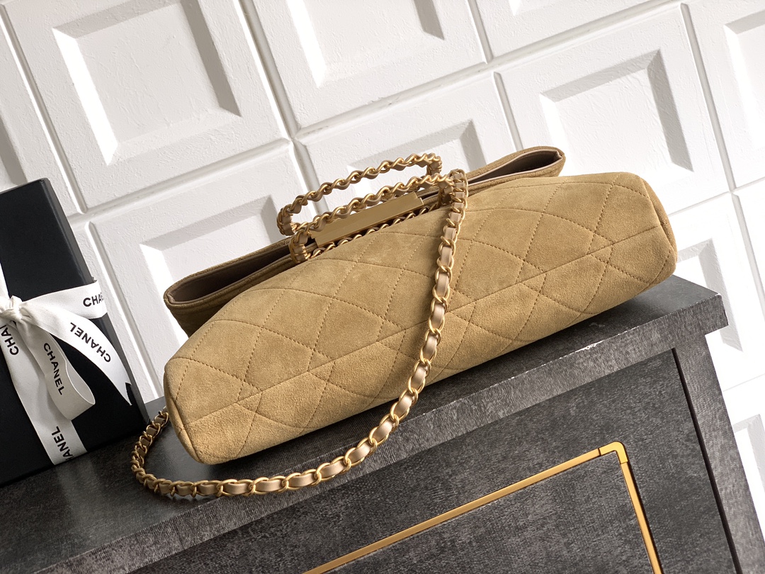 CHANEL高仿菱格鏈條包 女款奶茶色絨布人氣設計｜歐美奢侈品精品推薦