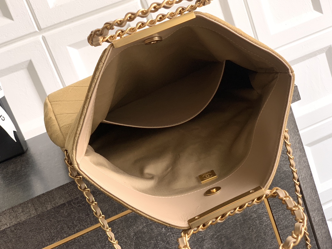 CHANEL高仿菱格鏈條包 女款奶茶色絨布人氣設計｜歐美奢侈品精品推薦