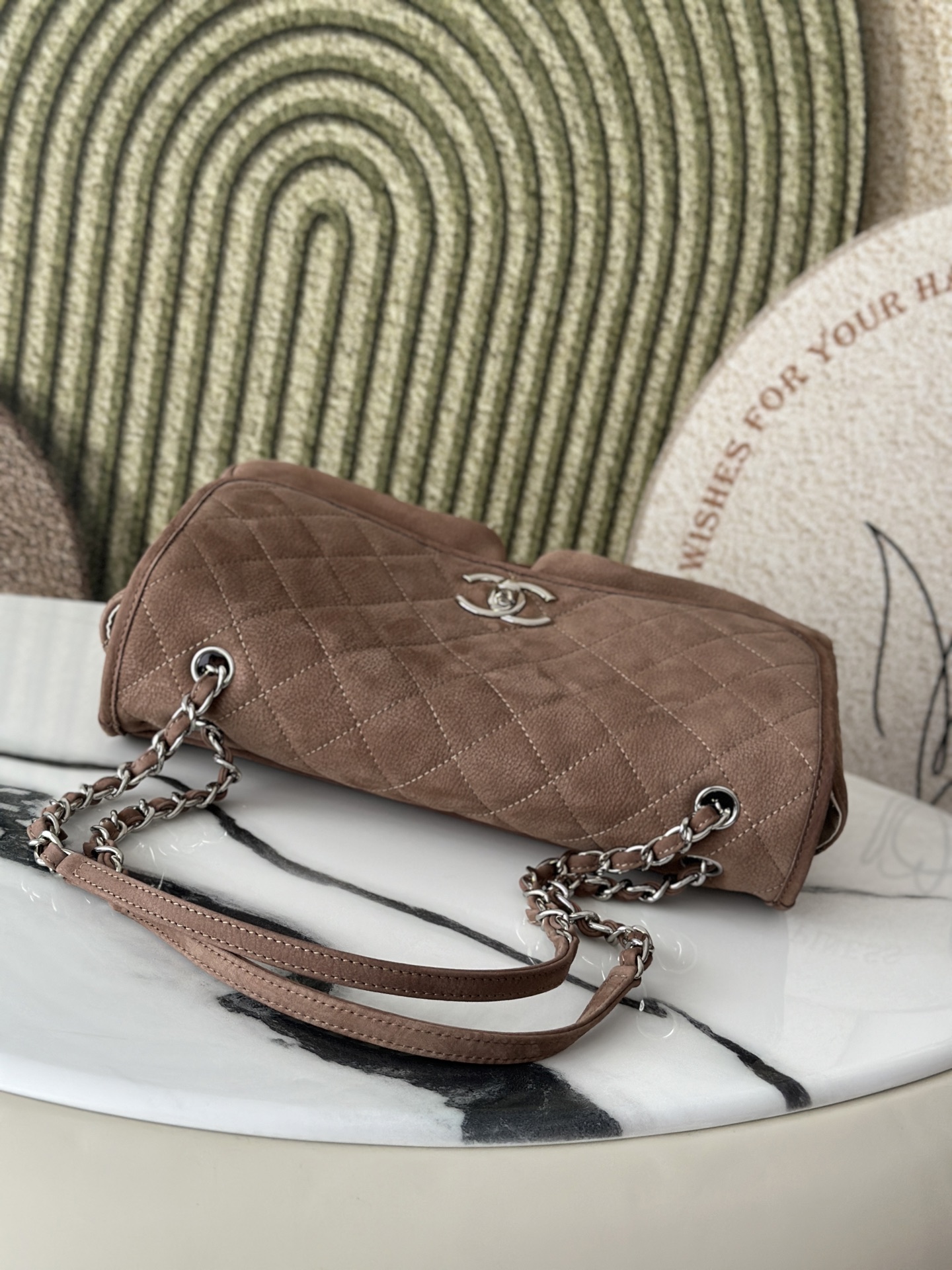 CHANEL高仿咖啡絨布翻蓋包 女款菱格復古風格｜歐美奢侈品精品推薦