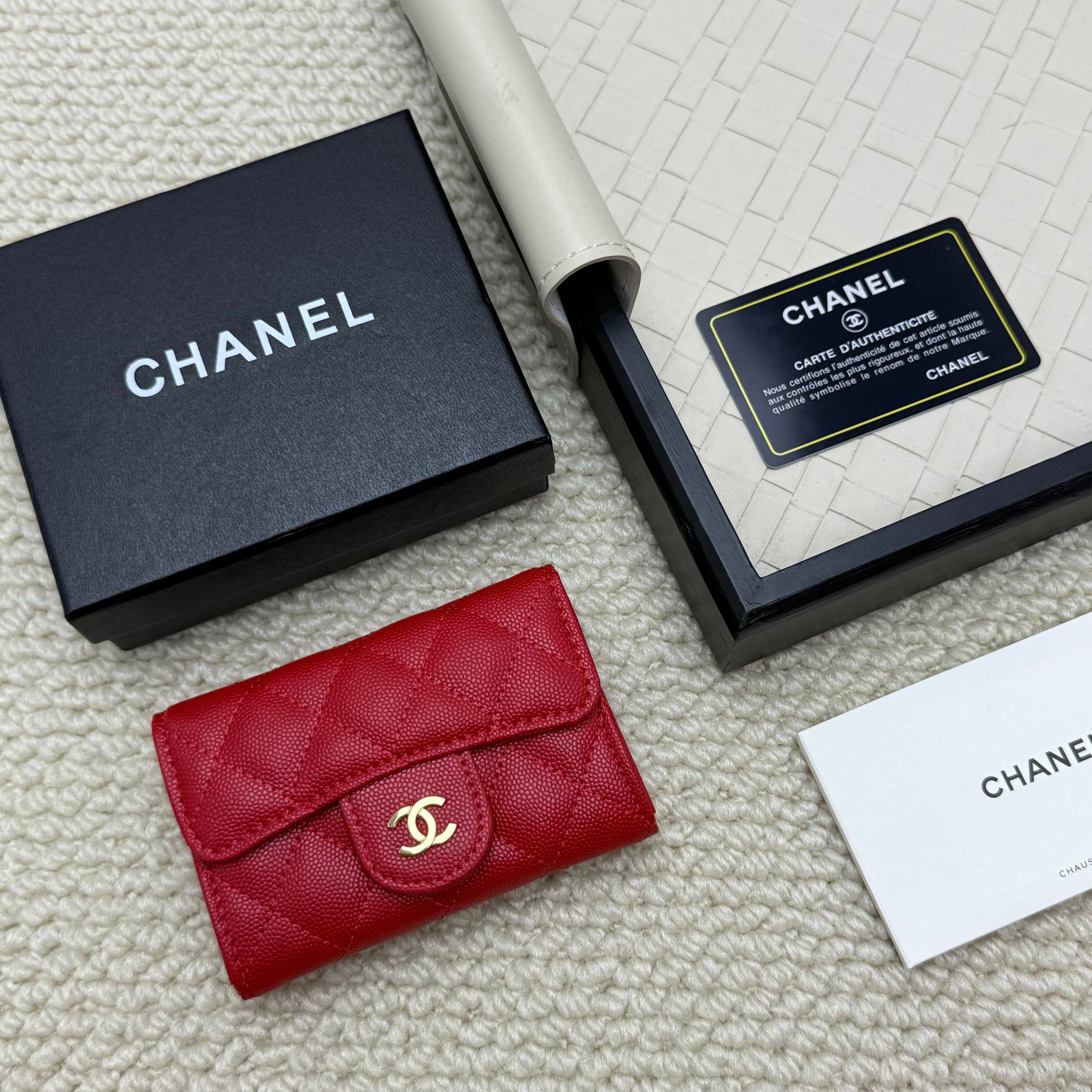 Chanel A貨紅色短夾 熱情經典皮質女用小巧錢包