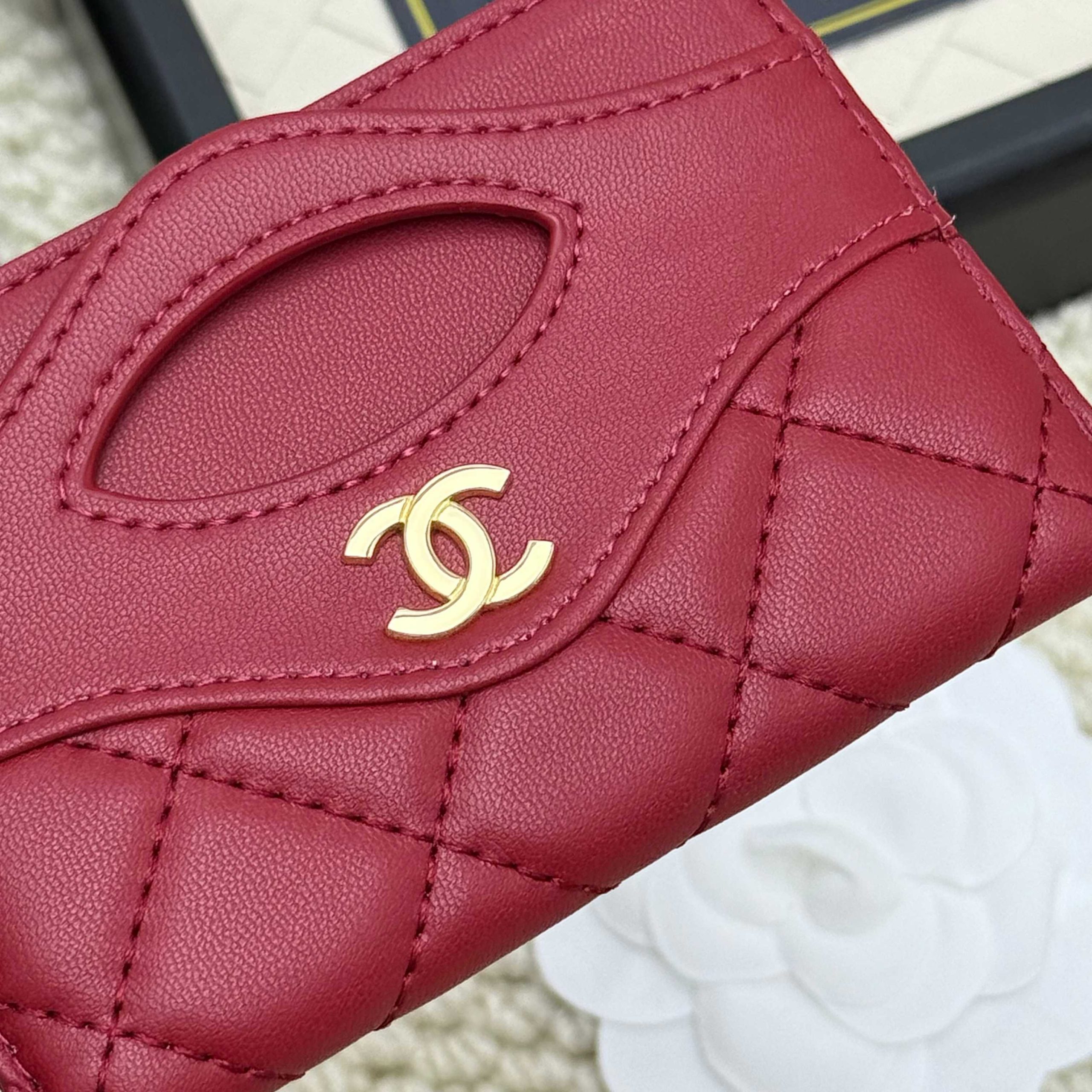 Chanel 一比一女士短夾深紅復古款 金扣魅力超還原｜歐美奢侈品精品推薦