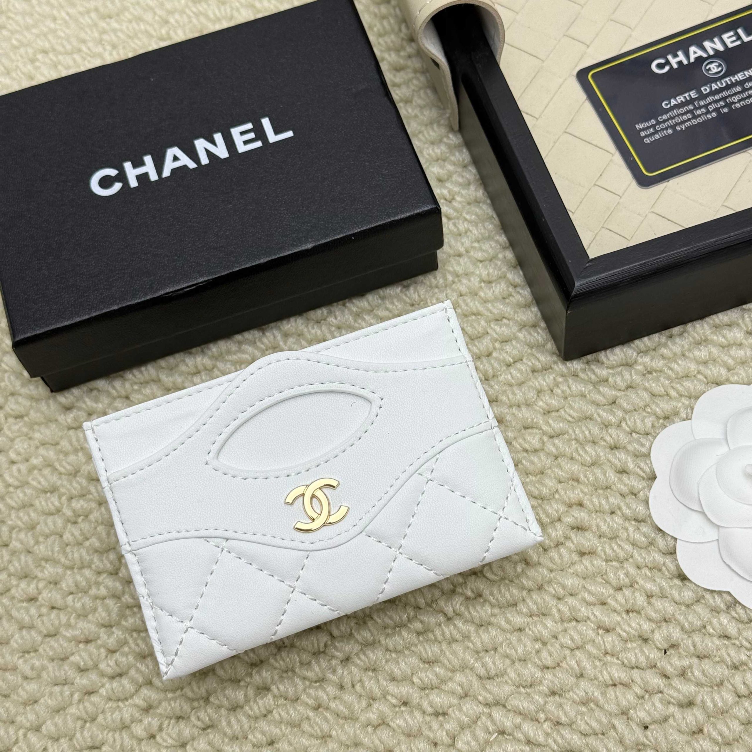 Chanel 原單女士短夾純白金扣款 優雅氣質日常百搭