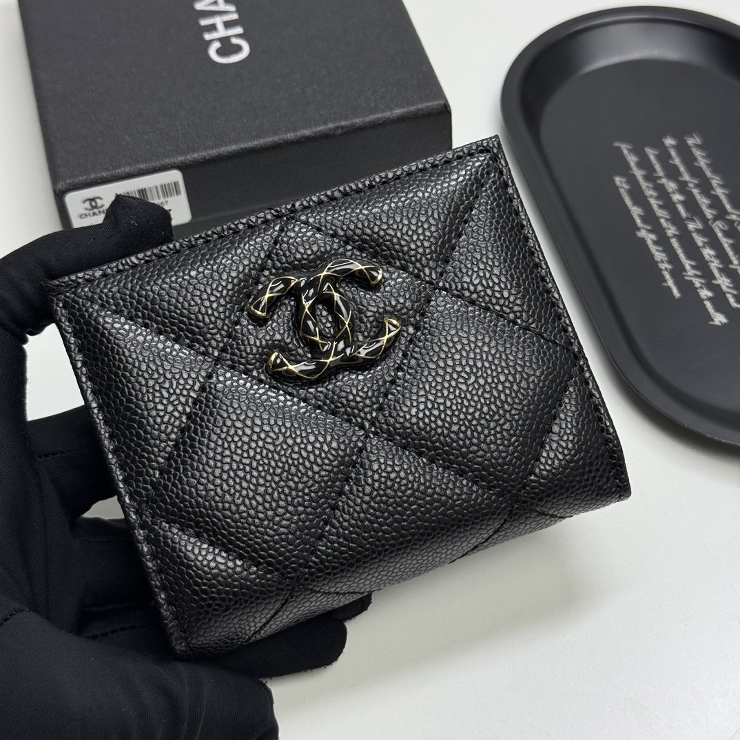Chanel 原單女士短夾黑色造型Logo款 荔枝皮紋理感十足｜歐美奢侈品精品推薦