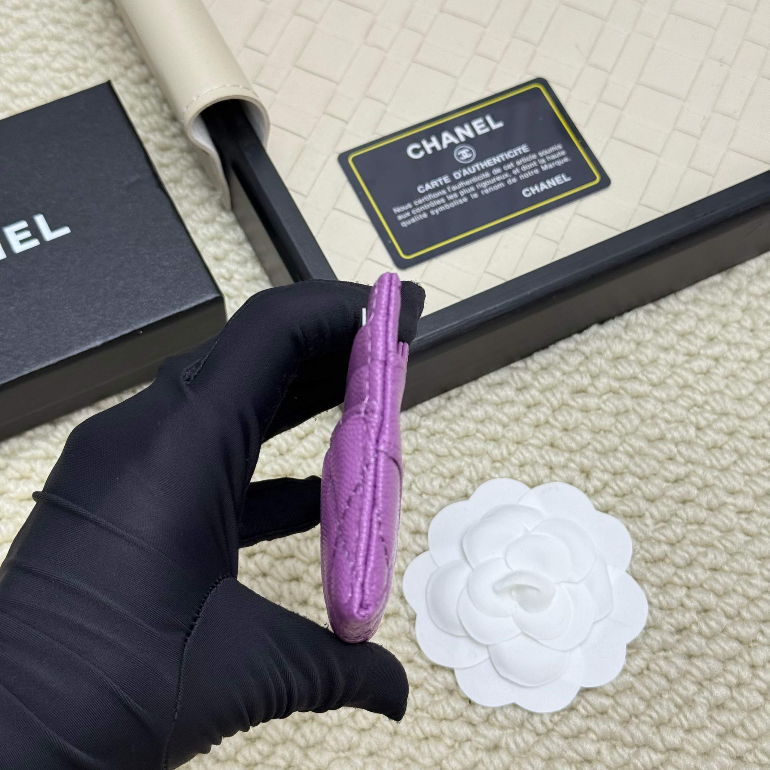 Chanel 高仿女用卡夾 葡萄紫配色 菱格金扣時尚小物｜歐美奢侈品精品推薦