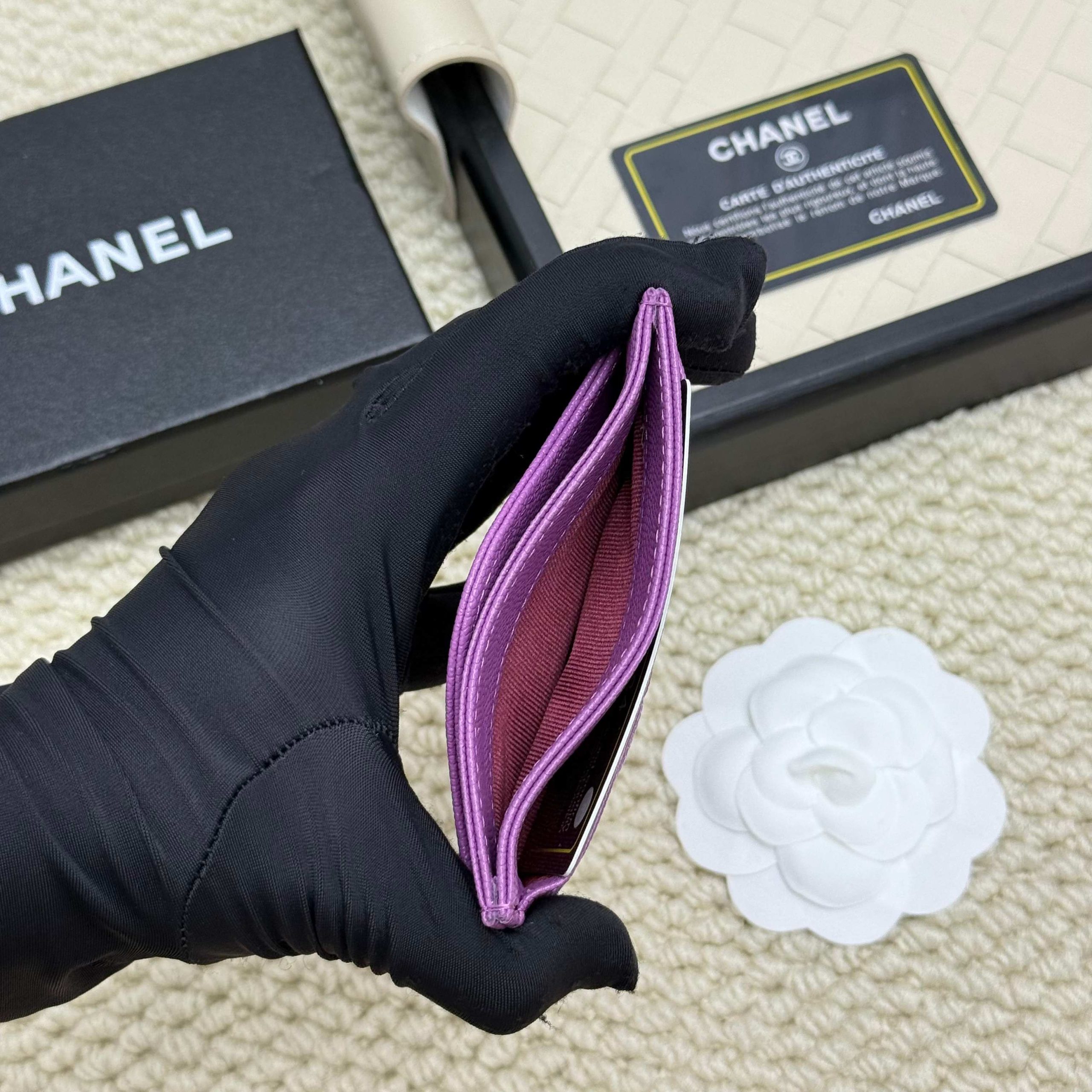 Chanel 高仿女用卡夾 葡萄紫配色 菱格金扣時尚小物｜歐美奢侈品精品推薦