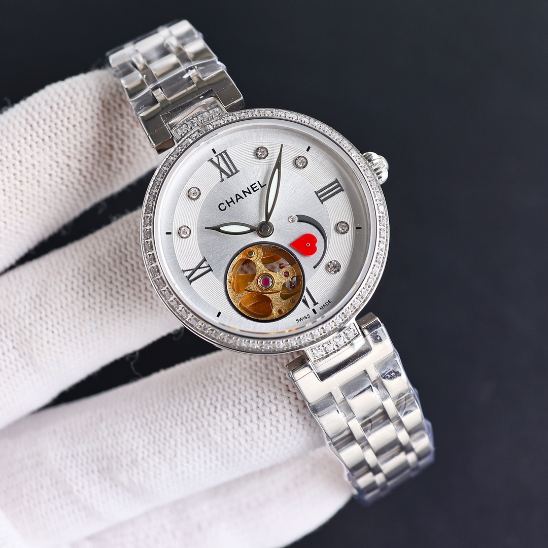 CHANEL Première紅盤原單手錶 鑲鑽鏤空自動女錶｜歐美奢侈品精品推薦