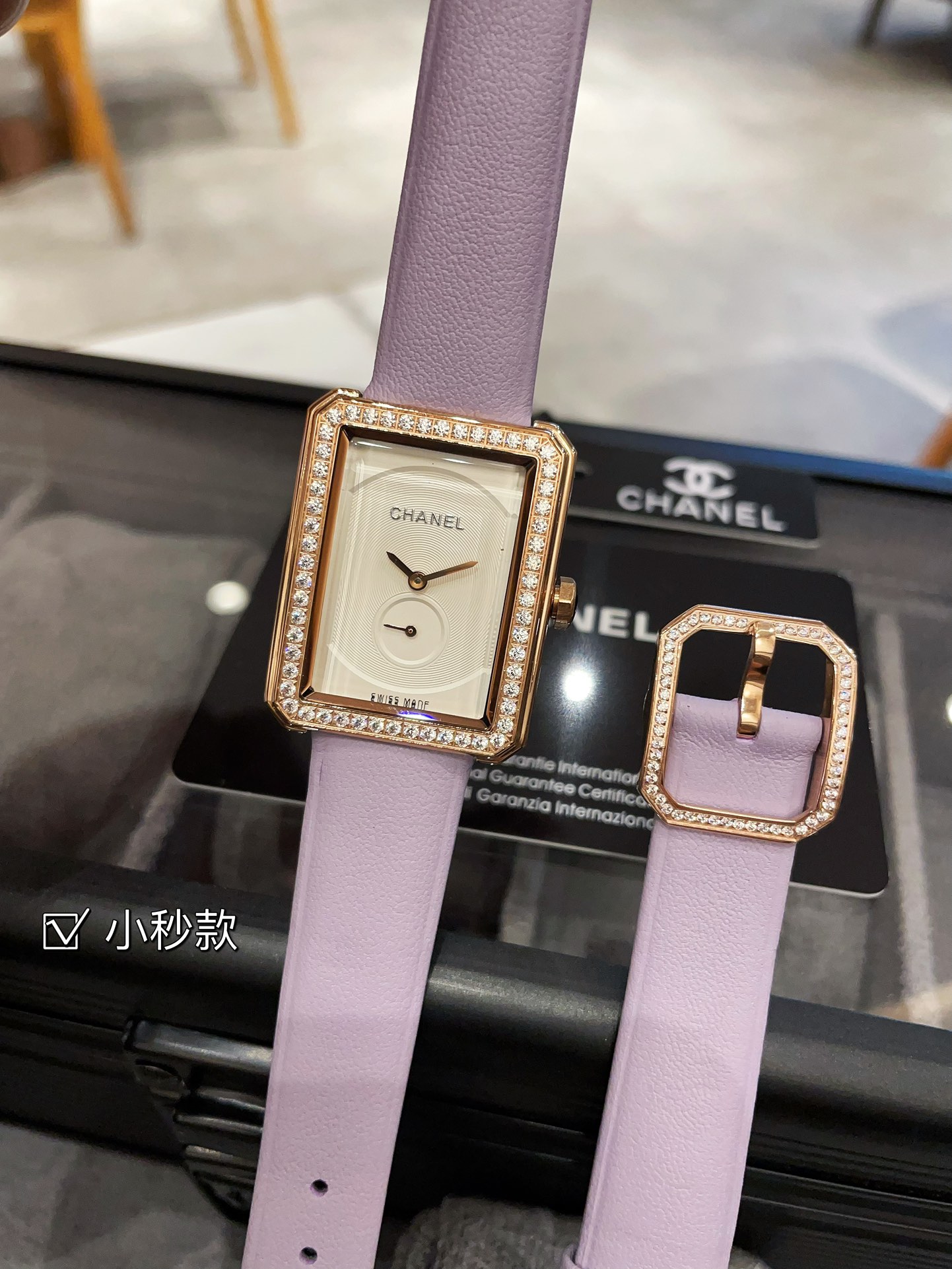 CHANEL 高仿BOY·FRIEND香檳金小秒盤女錶 A級紫皮革鑽圈設計｜歐美奢侈品精品推薦