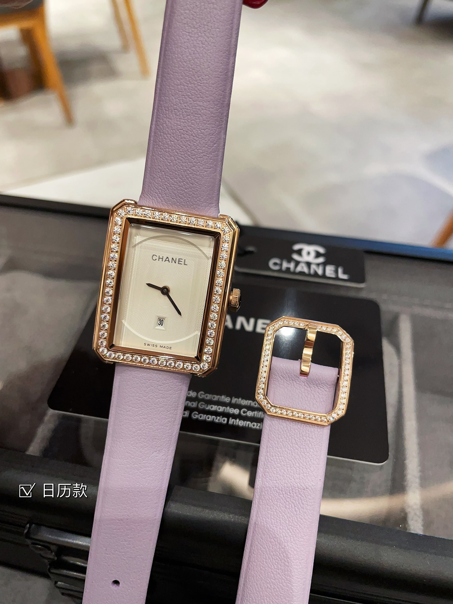 CHANEL 高仿BOY·FRIEND香檳金小秒盤女錶 A級紫皮革鑽圈設計｜歐美奢侈品精品推薦