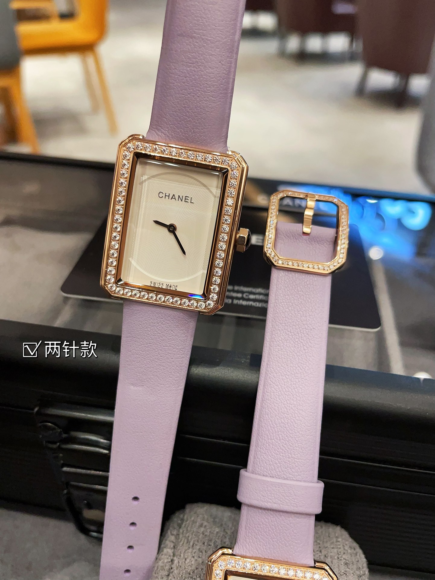 CHANEL 高仿BOY·FRIEND香檳金小秒盤女錶 A級紫皮革鑽圈設計｜歐美奢侈品精品推薦
