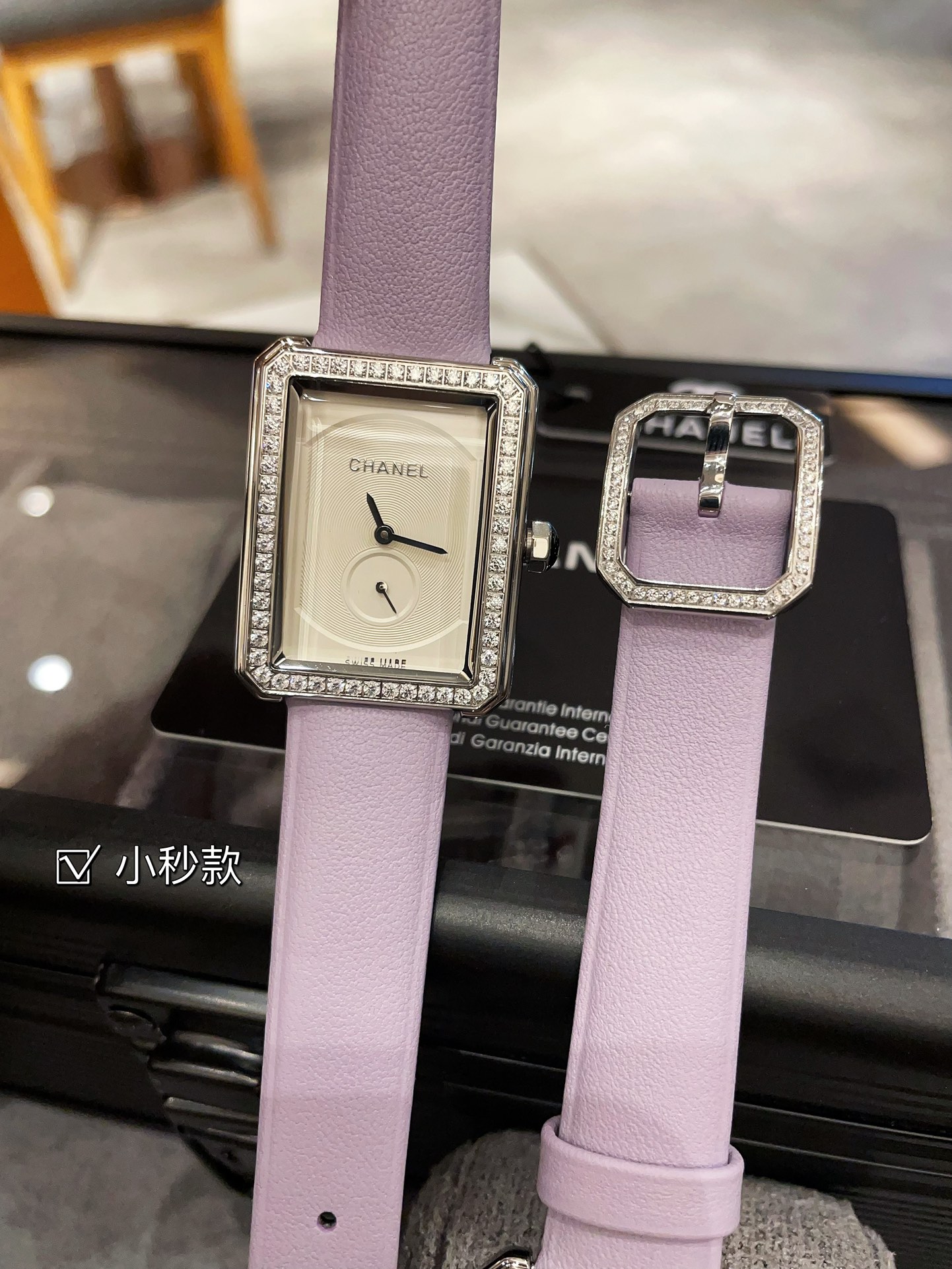 CHANEL 高仿BOY·FRIEND香檳金小秒盤女錶 A級紫皮革鑽圈設計｜歐美奢侈品精品推薦