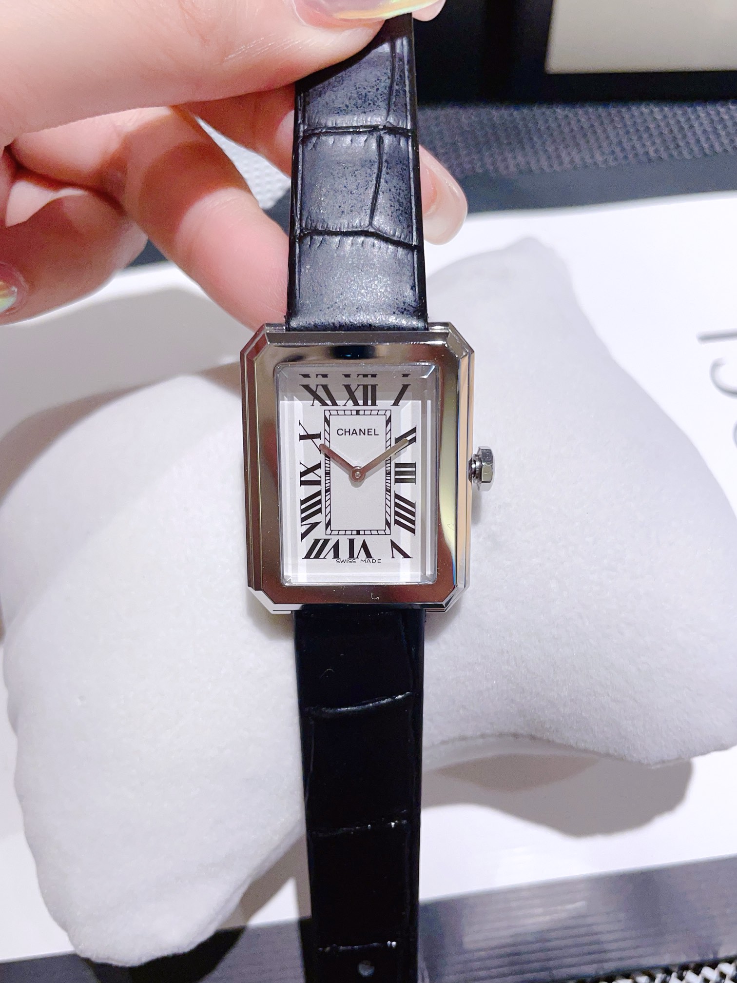 CHANEL 高仿BOY·FRIEND黑羅馬字面金邊女錶 一比一真皮時尚款｜歐美奢侈品精品推薦