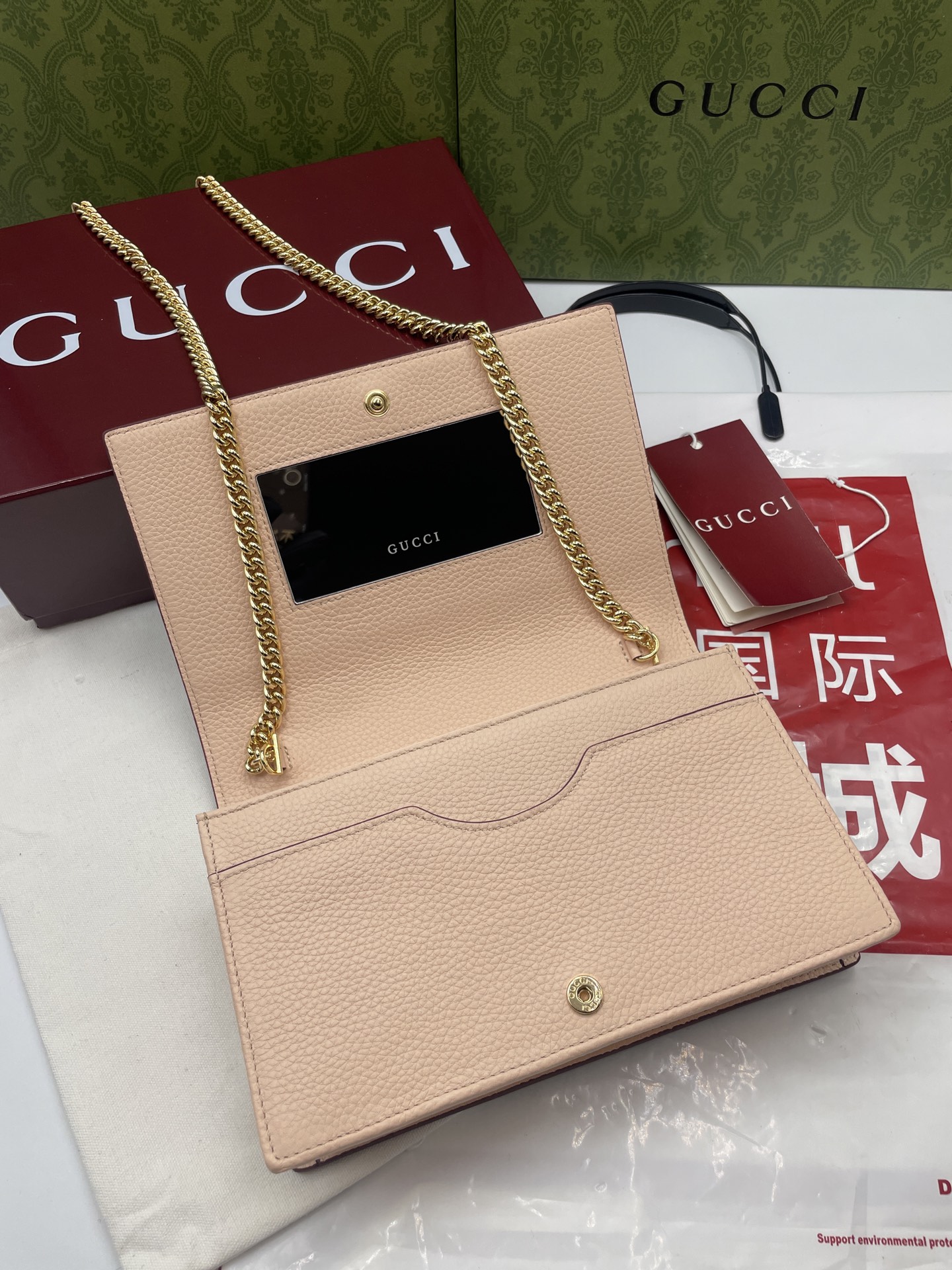 GUCCI 原單GG Marmont 酒紅色荔枝皮鏈條包 復古魅力｜歐美奢侈品精品推薦