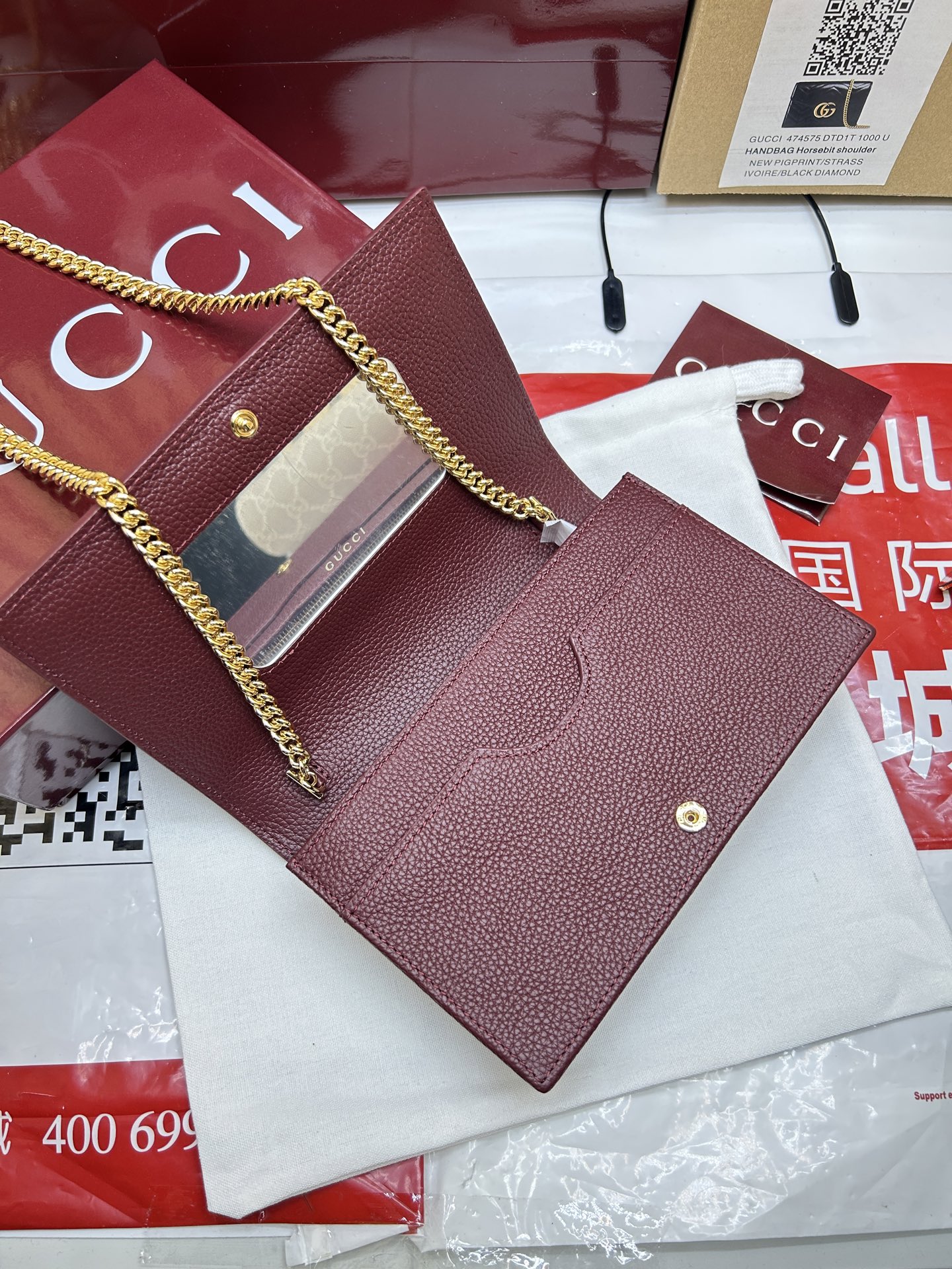 GUCCI A貨GG Marmont 黑紅拼色鏈條包 經典雙G設計｜歐美奢侈品精品推薦