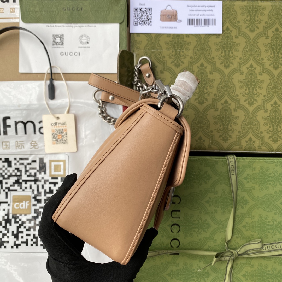 GUCCI 高仿GG Marmont 焦糖菱格肩背包 銀鍊雙G扣｜歐美奢侈品精品推薦