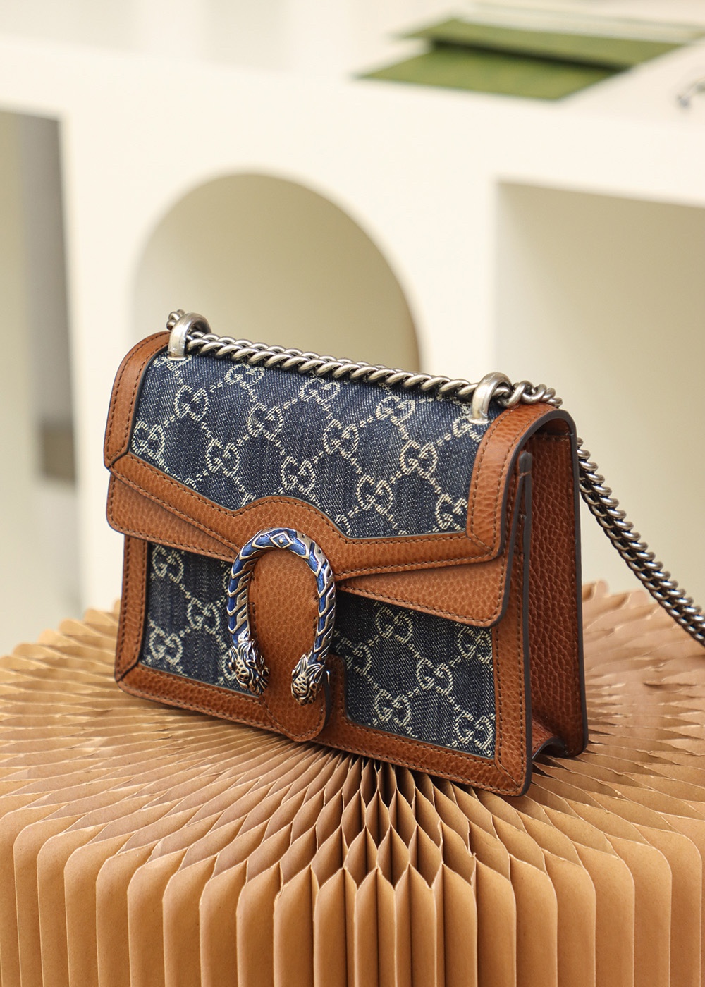 Gucci高仿Dionysus丹寧迷你包 男女款小巧鏈條設計百搭推薦｜歐美奢侈品精品推薦