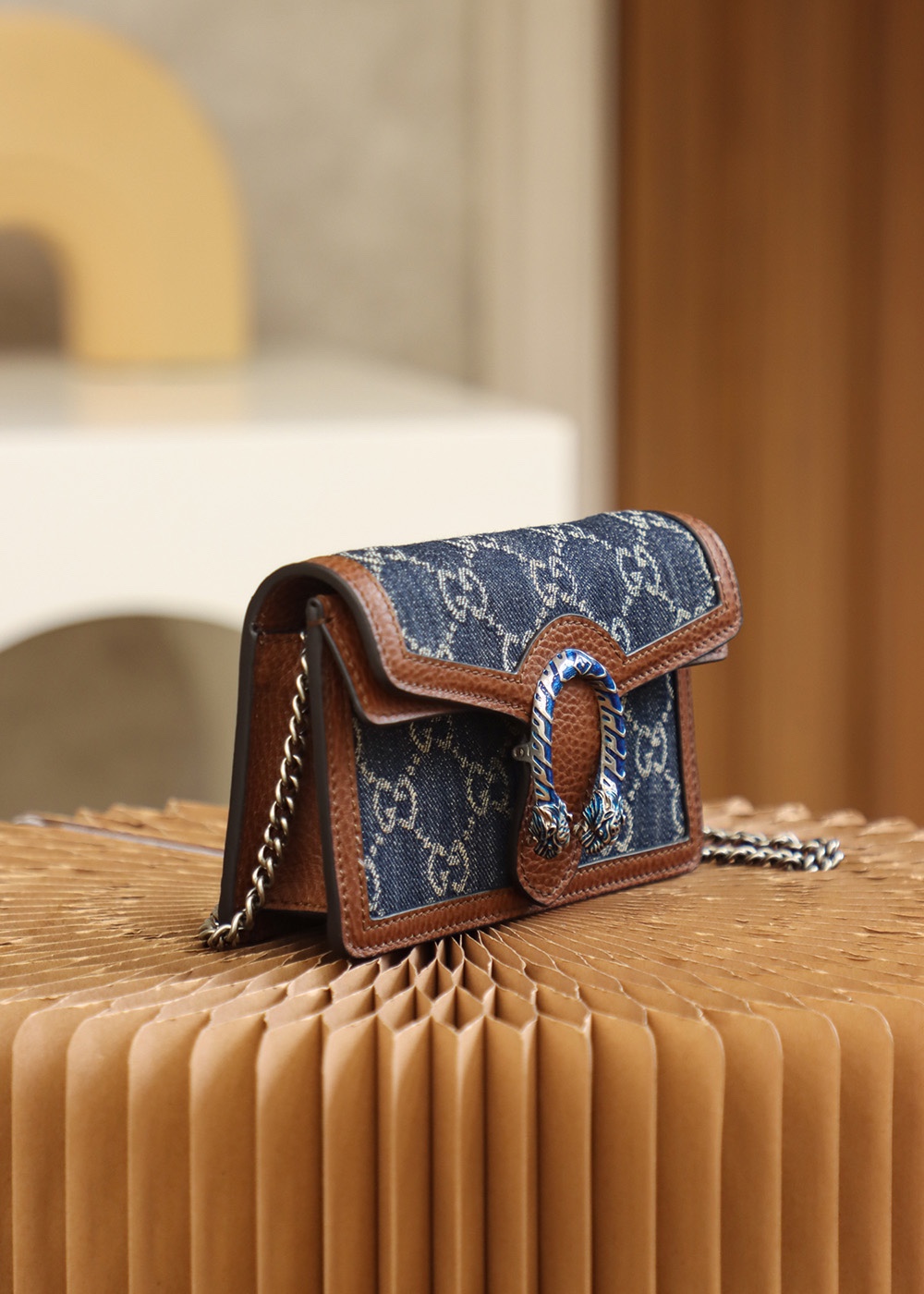 Gucci高仿Dionysus丹寧小包 女士百搭造型輕盈鏈條肩背款｜歐美奢侈品精品推薦