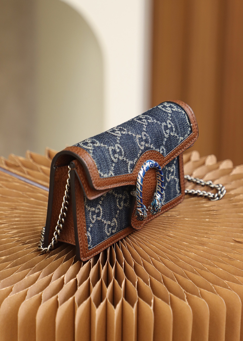 Gucci高仿Dionysus丹寧小包 女士百搭造型輕盈鏈條肩背款｜歐美奢侈品精品推薦