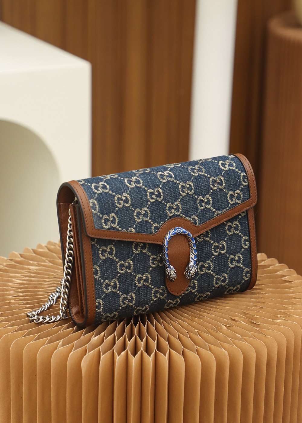Gucci一比一Dionysus長夾造型鏈條包 女士丹寧風格新作推薦｜歐美奢侈品精品推薦