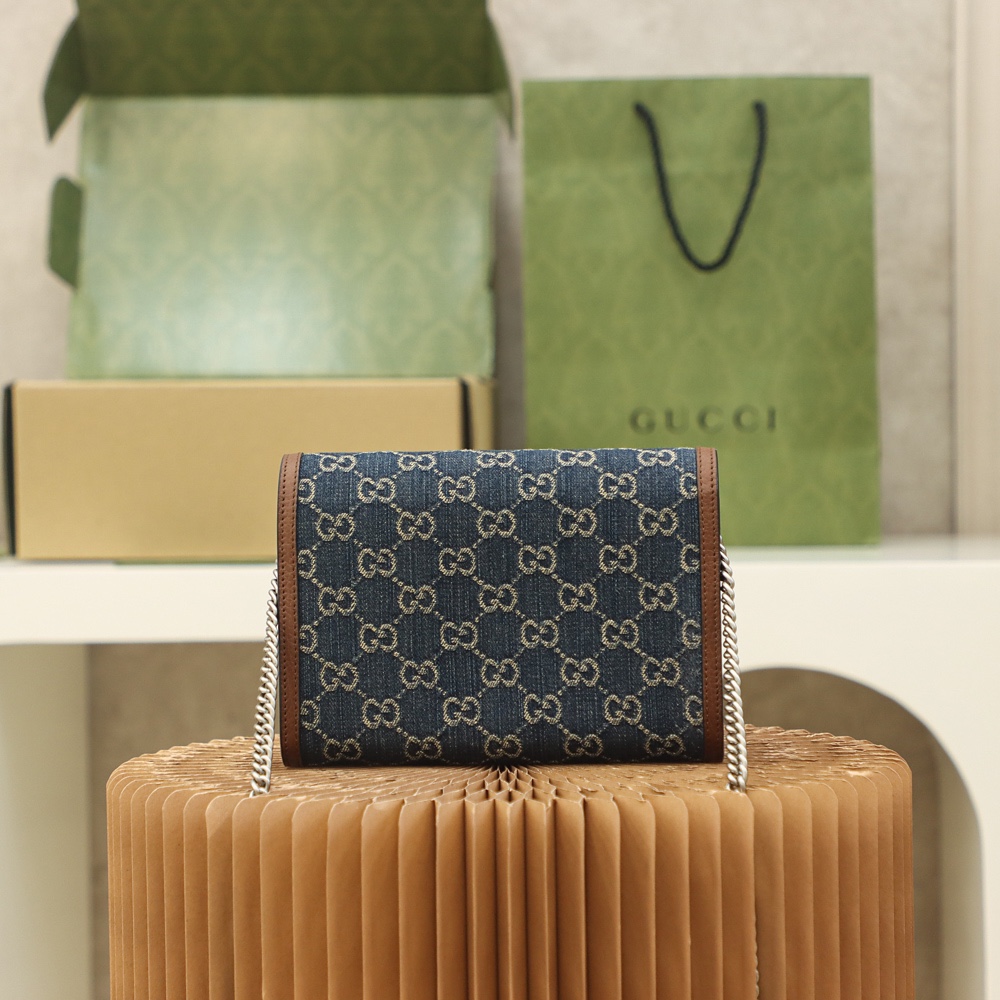 Gucci一比一Dionysus長夾造型鏈條包 女士丹寧風格新作推薦｜歐美奢侈品精品推薦