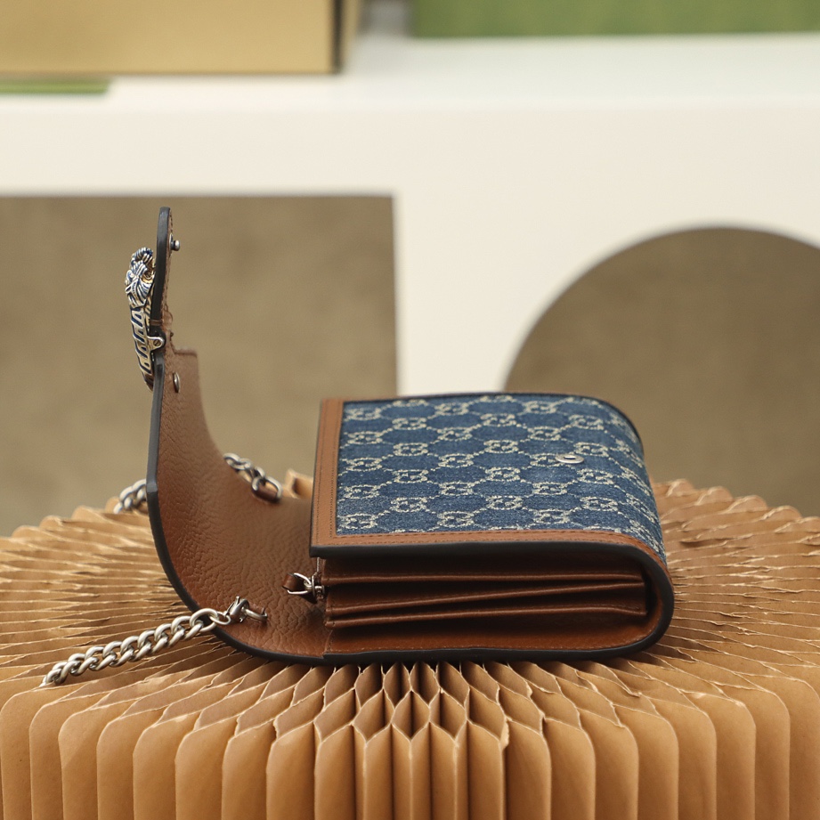 Gucci一比一Dionysus長夾造型鏈條包 女士丹寧風格新作推薦｜歐美奢侈品精品推薦