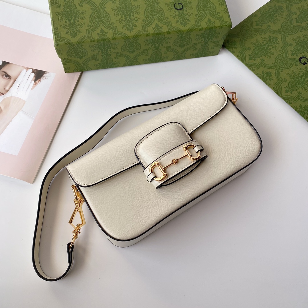 Gucci原單Horsebit奶白色牛皮鍊帶包 女用復古五金時尚優雅包款｜歐美奢侈品精品推薦