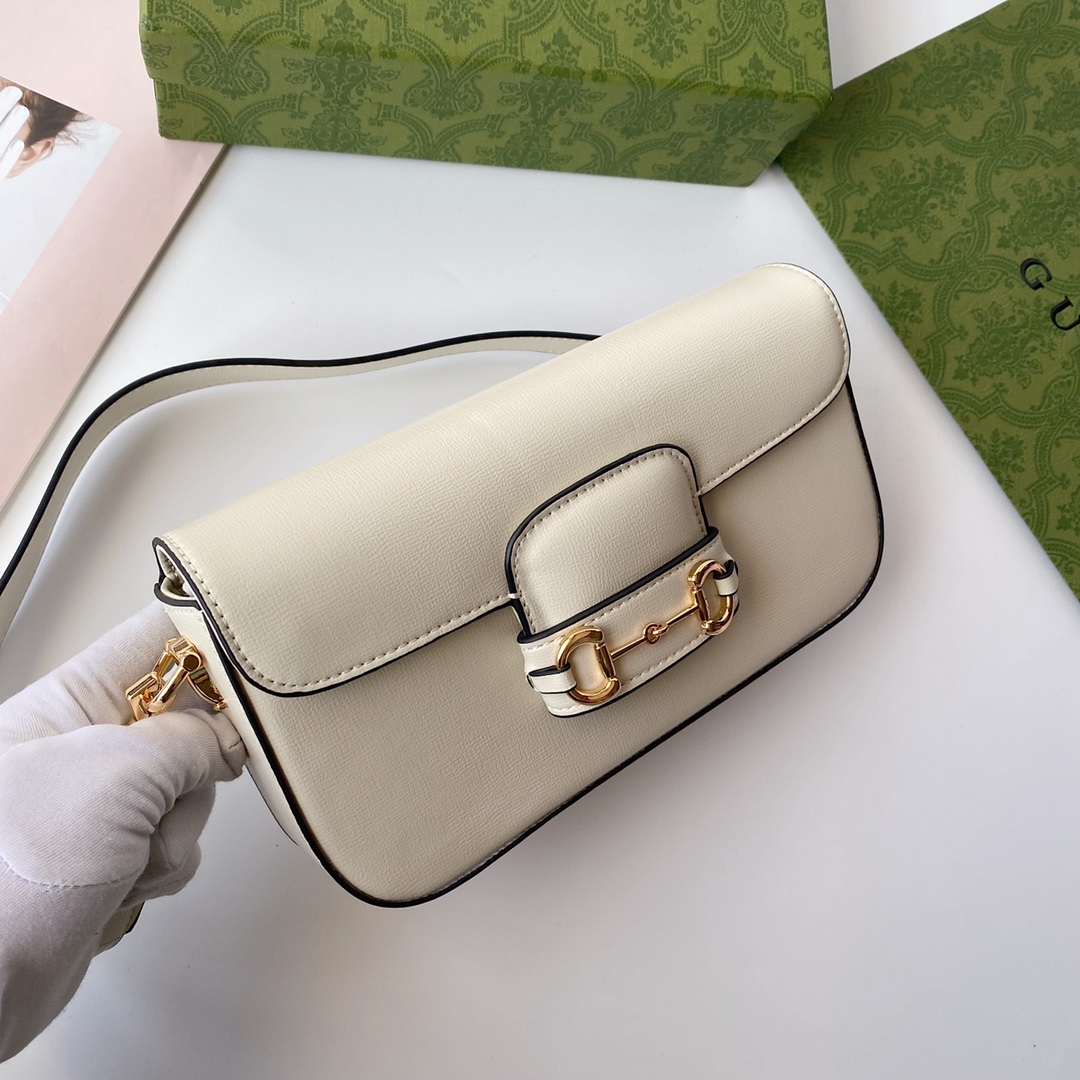 Gucci原單Horsebit奶白色牛皮鍊帶包 女用復古五金時尚優雅包款｜歐美奢侈品精品推薦