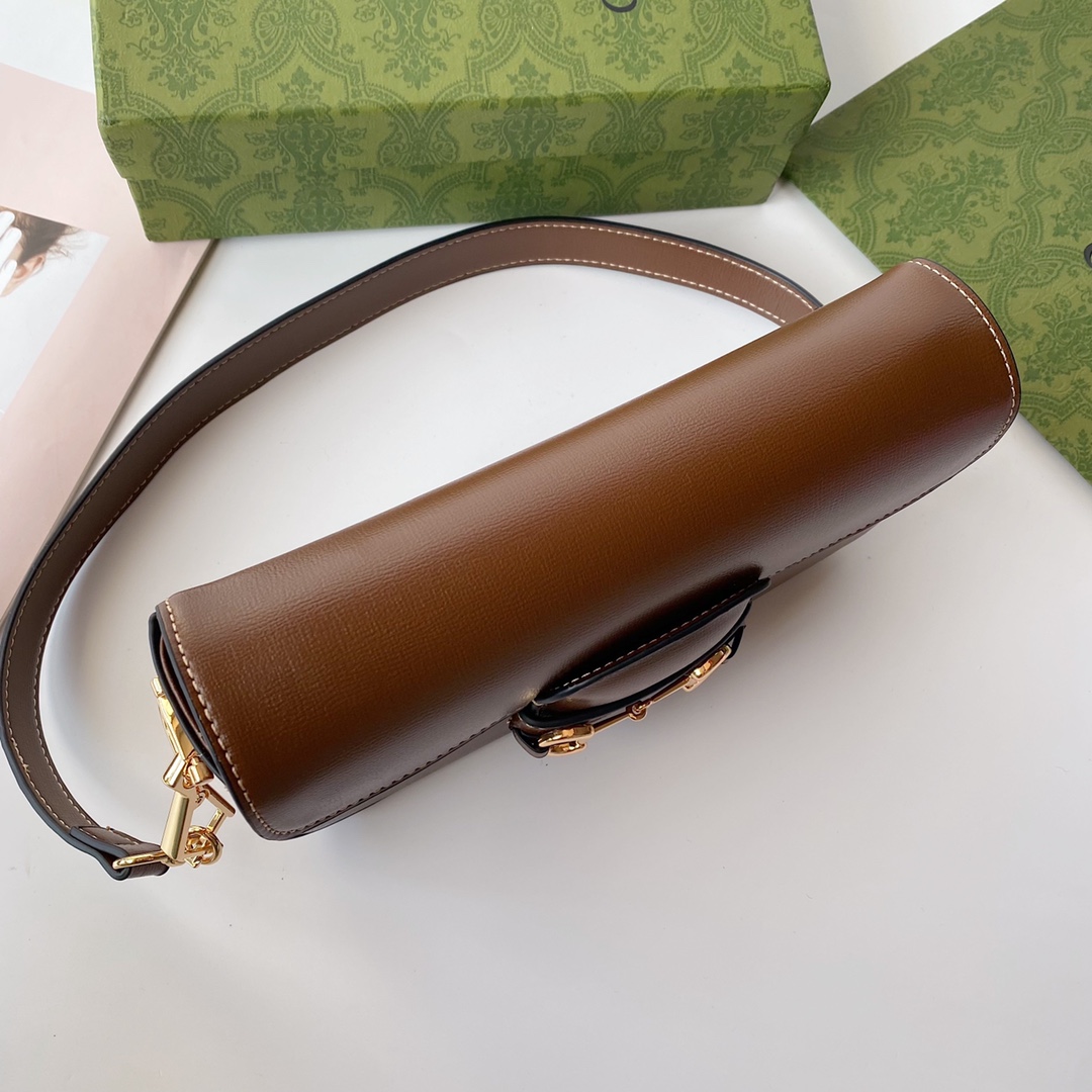 Gucci高仿Horsebit深棕色牛皮鏈條包 女用復古風斜背通勤兩用包｜歐美奢侈品精品推薦