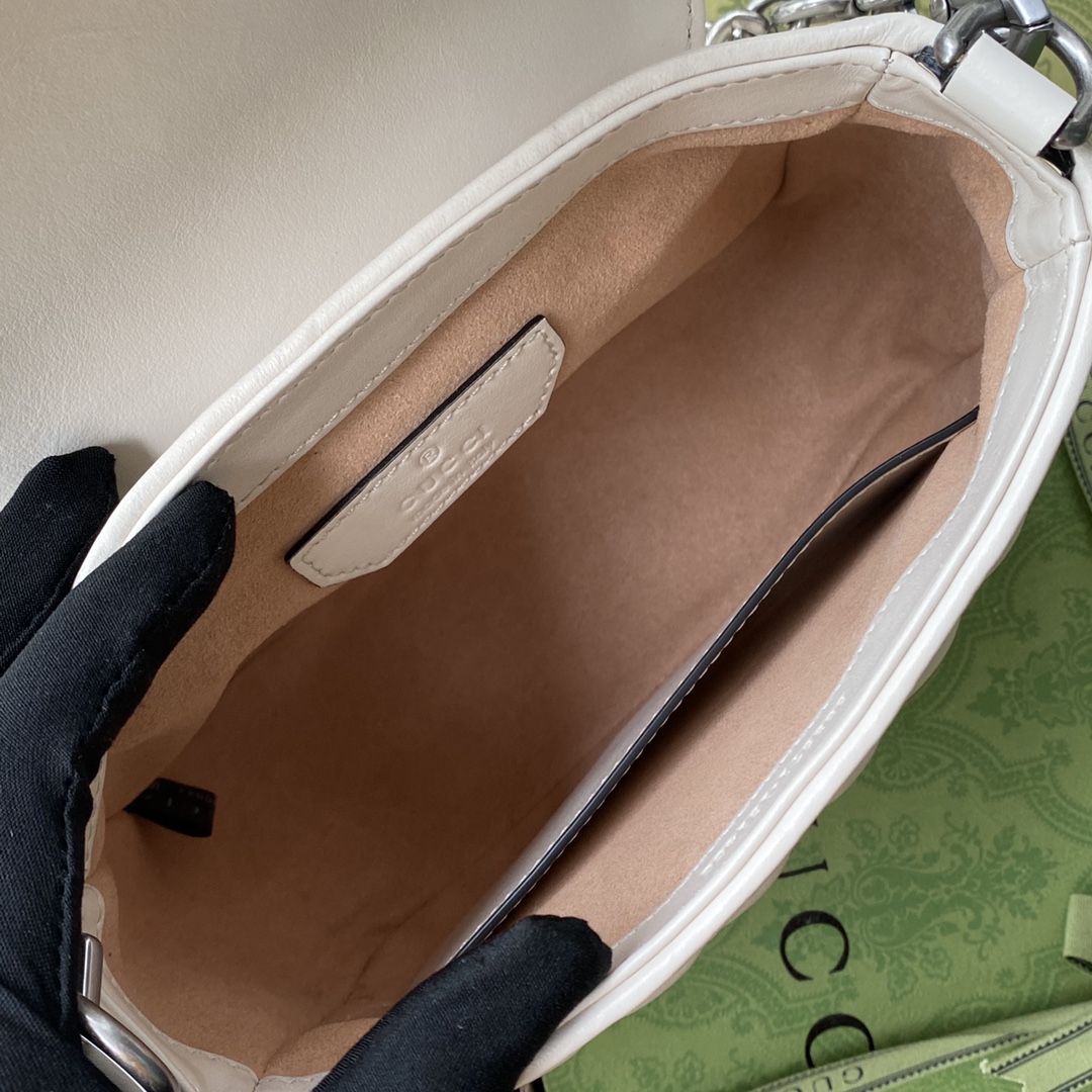 Gucci 高仿女款GG Marmont奶白肩背包 鏈條設計百搭必備｜歐美奢侈品精品推薦