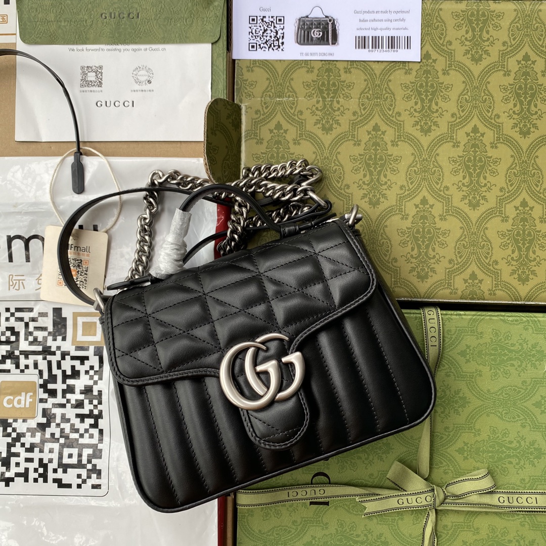 Gucci 高仿GG Marmont黑色女用包 義式簡約鏈條款
