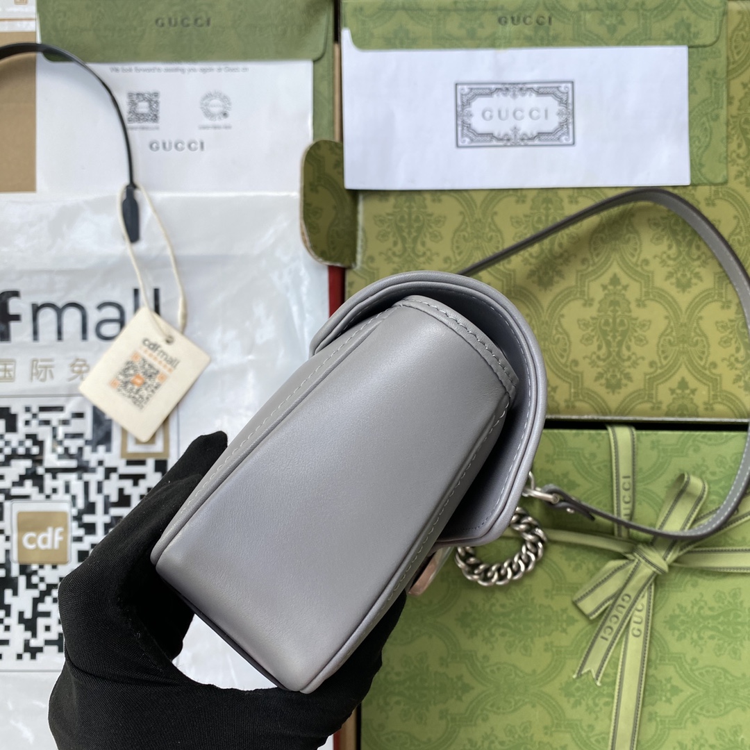Gucci 高仿灰色GG Marmont女包 鏈條細節完美呈現|超A仿原單精品圖片 13 Gucci 高仿灰色GG Marmont女包 鏈條細節完美呈現|歐美奢侈品精品推薦