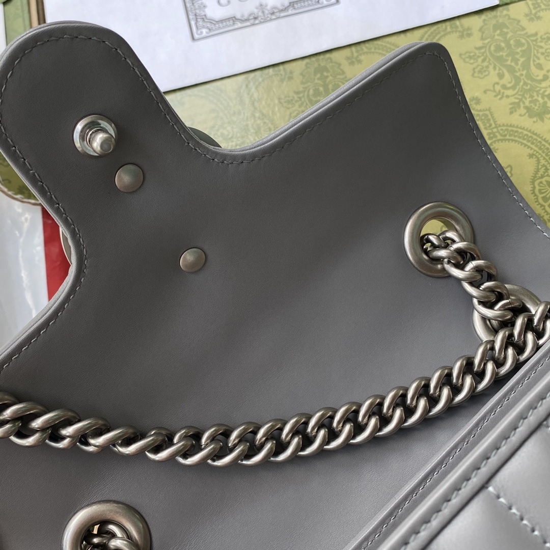 Gucci 高仿灰色GG Marmont女包 鏈條細節完美呈現|超A仿原單精品圖片 7 Gucci 高仿灰色GG Marmont女包 鏈條細節完美呈現|歐美奢侈品精品推薦