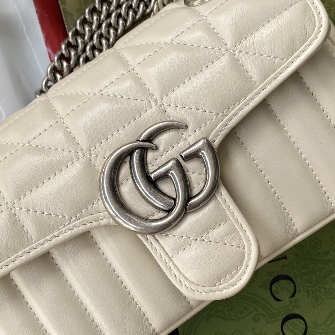 Gucci 高仿奶白GG Marmont小包 雙鍊條設計百搭時尚｜歐美奢侈品精品推薦