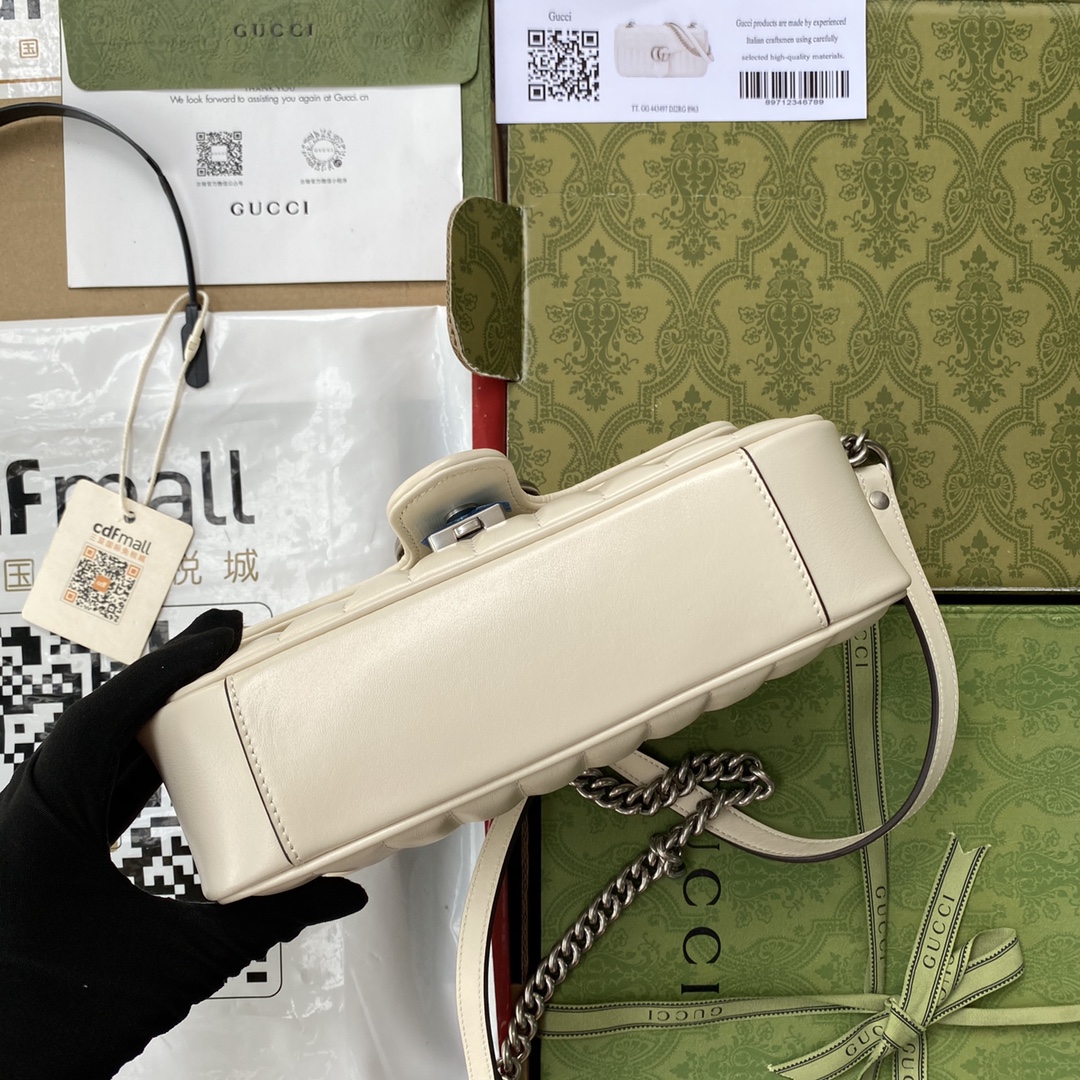 Gucci 高仿奶白GG Marmont小包 雙鍊條設計百搭時尚｜歐美奢侈品精品推薦