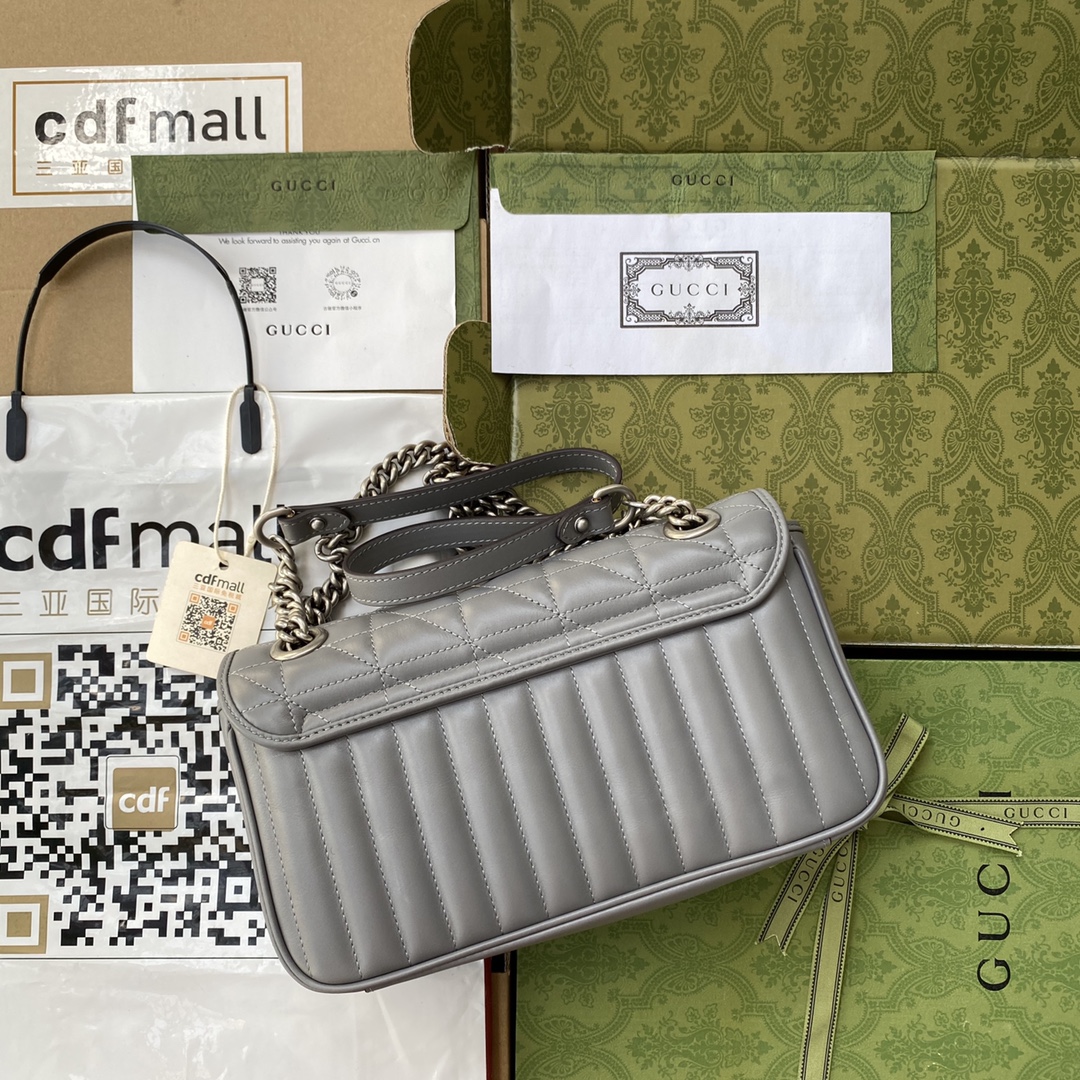 Gucci 一比一GG Marmont灰色包 女用人氣鏈條設計通勤款｜歐美奢侈品精品推薦