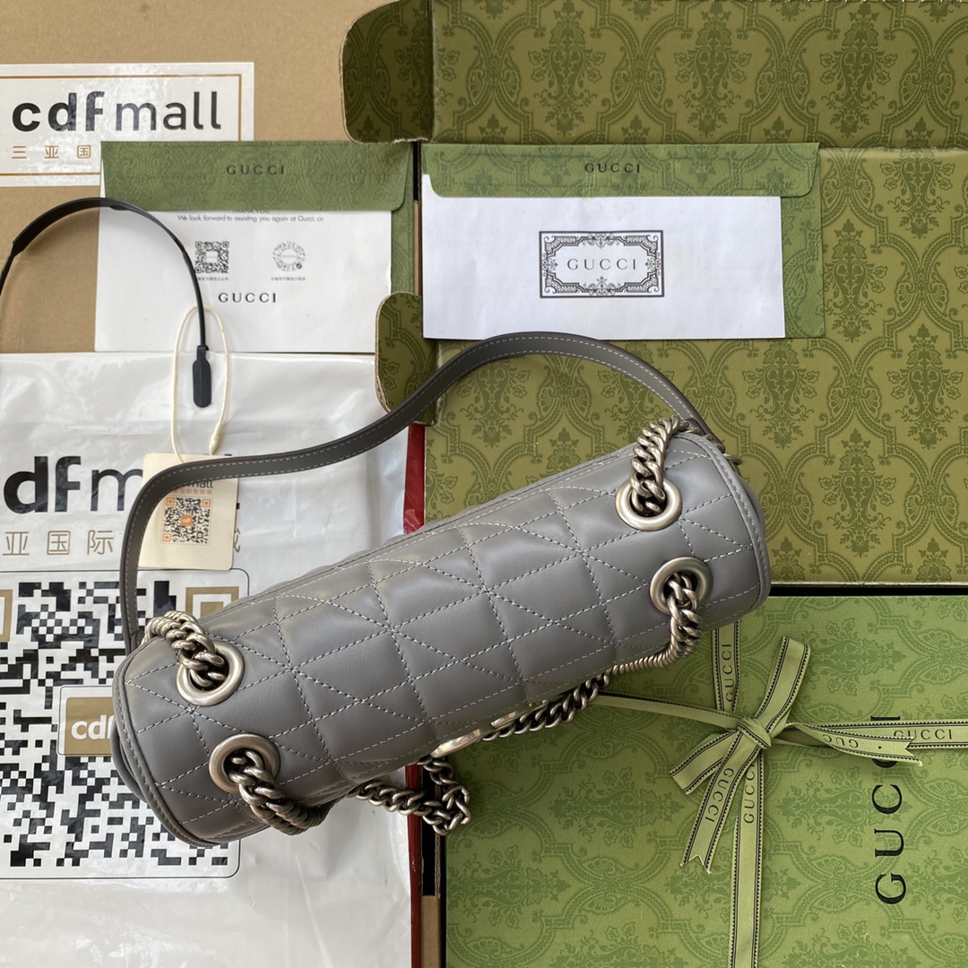 Gucci 一比一GG Marmont灰色包 女用人氣鏈條設計通勤款｜歐美奢侈品精品推薦
