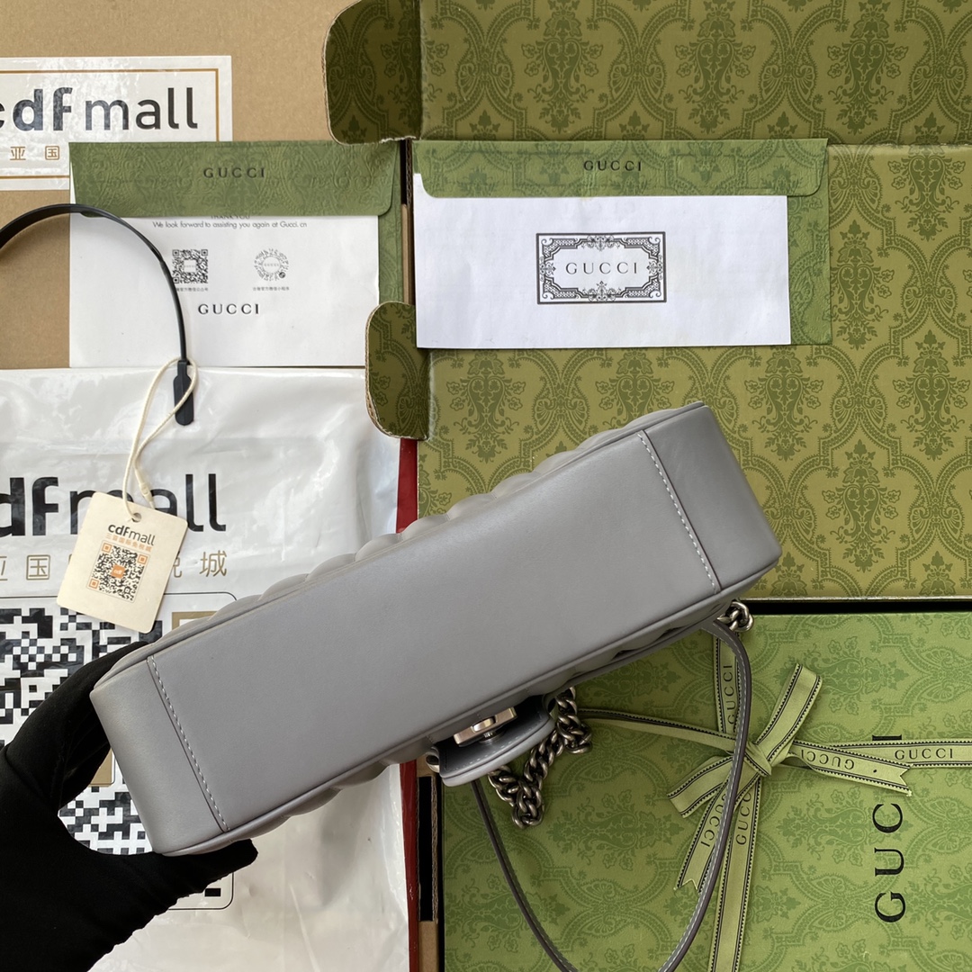 Gucci 一比一GG Marmont灰色包 女用人氣鏈條設計通勤款｜歐美奢侈品精品推薦