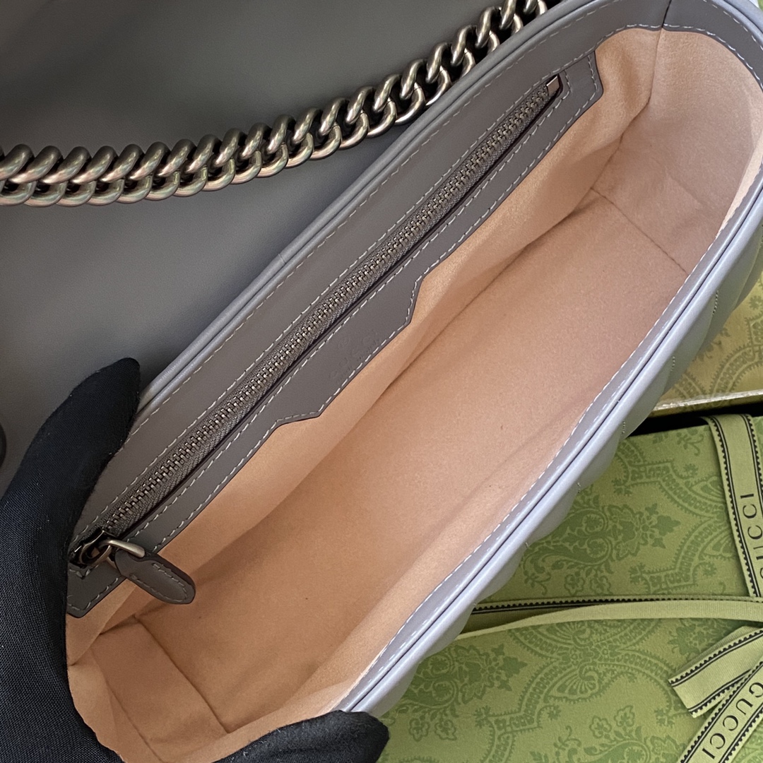 Gucci 一比一GG Marmont灰色包 女用人氣鏈條設計通勤款｜歐美奢侈品精品推薦