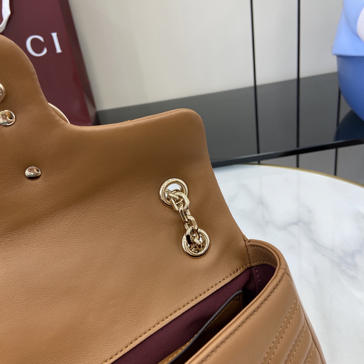 Gucci 一比一GG Marmont焦糖棕小包 女用秋冬鍊帶款｜歐美奢侈品精品推薦