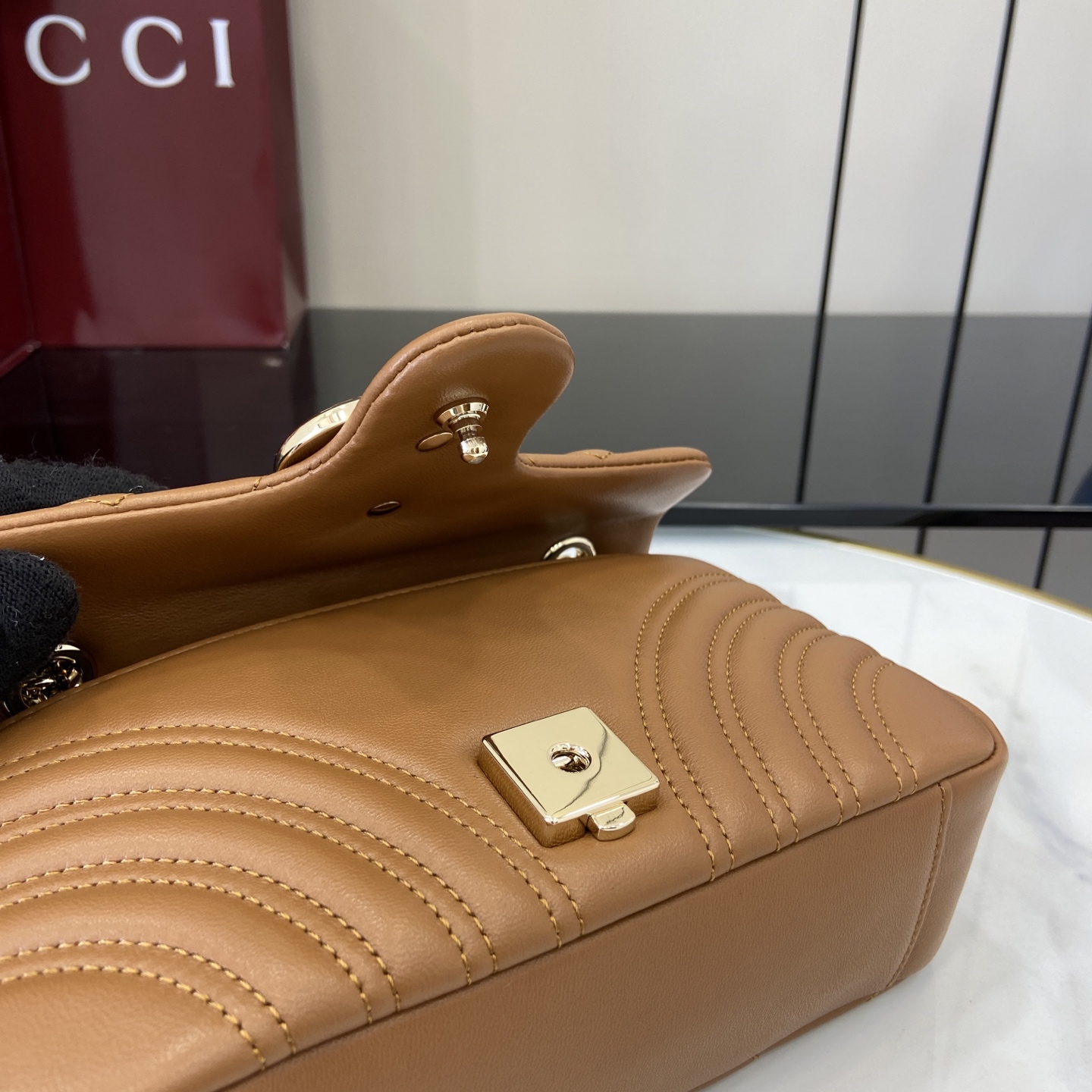 Gucci 一比一GG Marmont焦糖棕小包 女用秋冬鍊帶款｜歐美奢侈品精品推薦