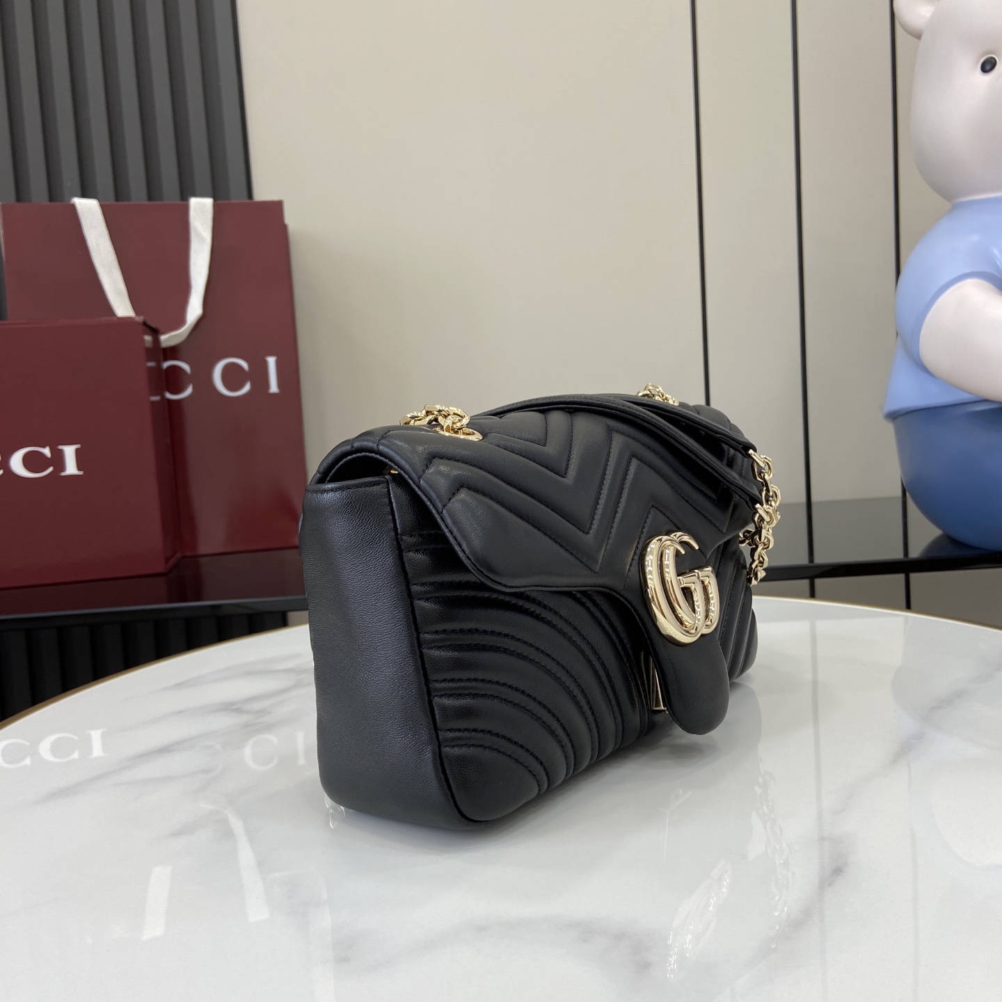 Gucci 原單GG Marmont黑色水桶包 圓筒鍊條小巧復刻｜歐美奢侈品精品推薦
