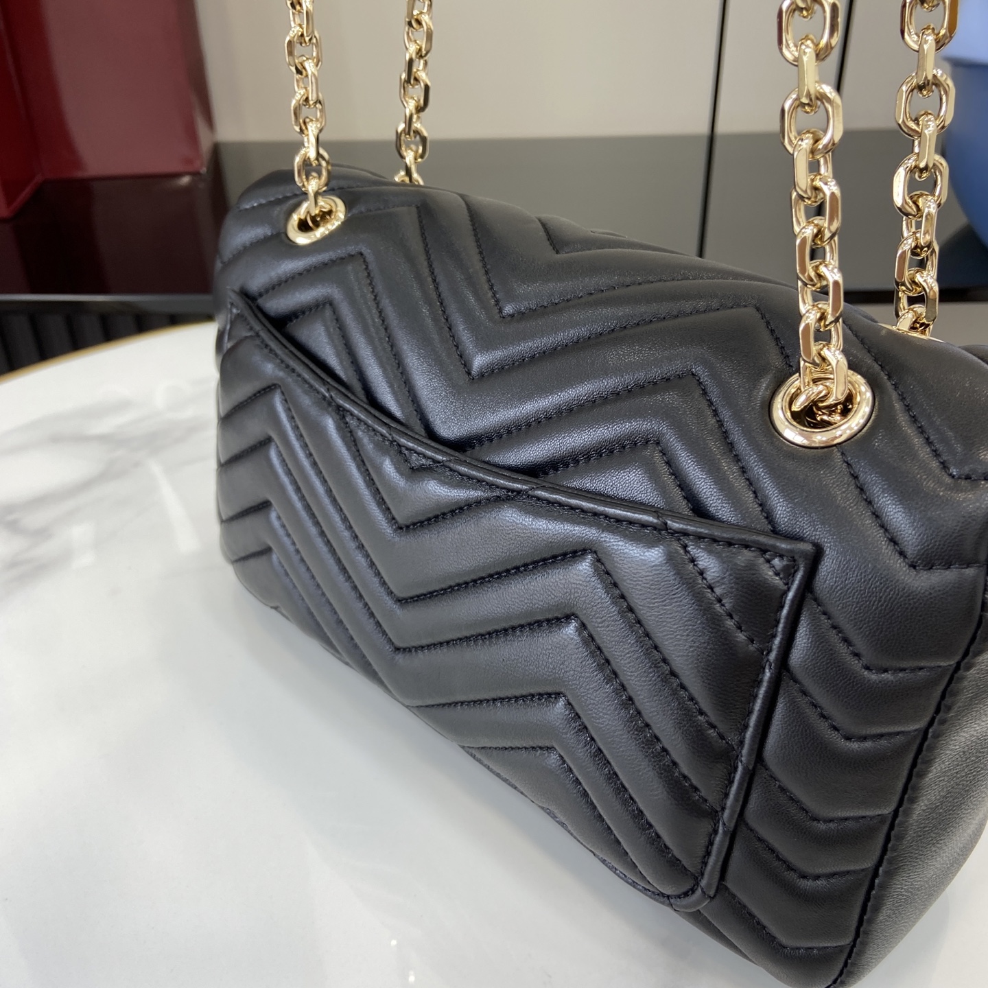 Gucci 原單GG Marmont黑色水桶包 圓筒鍊條小巧復刻｜歐美奢侈品精品推薦