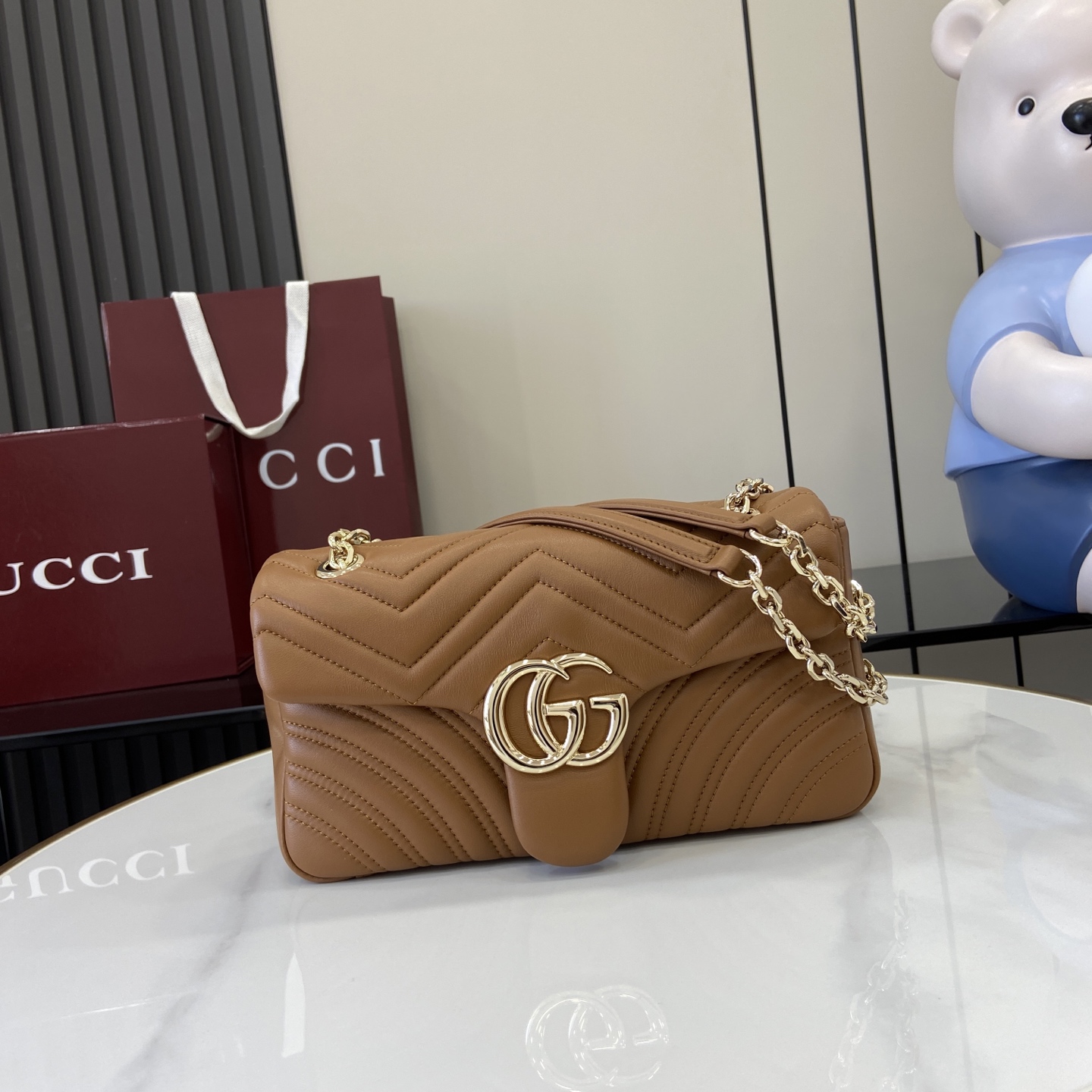 Gucci 高仿GG Marmont焦糖斜背包 女用復古設計