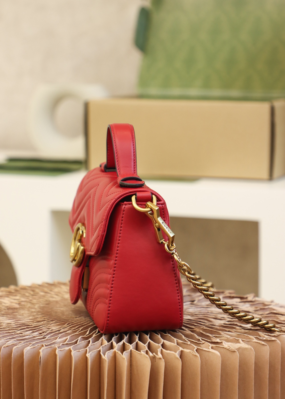 GUCCI原單紅色小手提包GG Marmont設計可肩背可斜背｜歐美奢侈品精品推薦