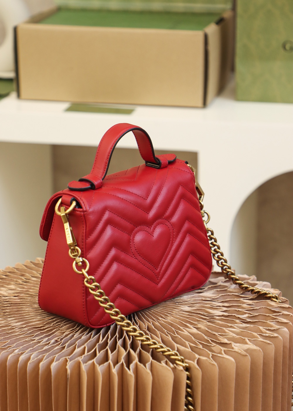 GUCCI原單紅色小手提包GG Marmont設計可肩背可斜背｜歐美奢侈品精品推薦