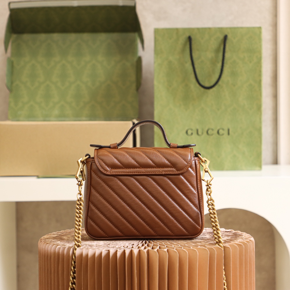GUCCI高仿焦糖棕色手提包小巧多用日常輕奢風格｜歐美奢侈品精品推薦